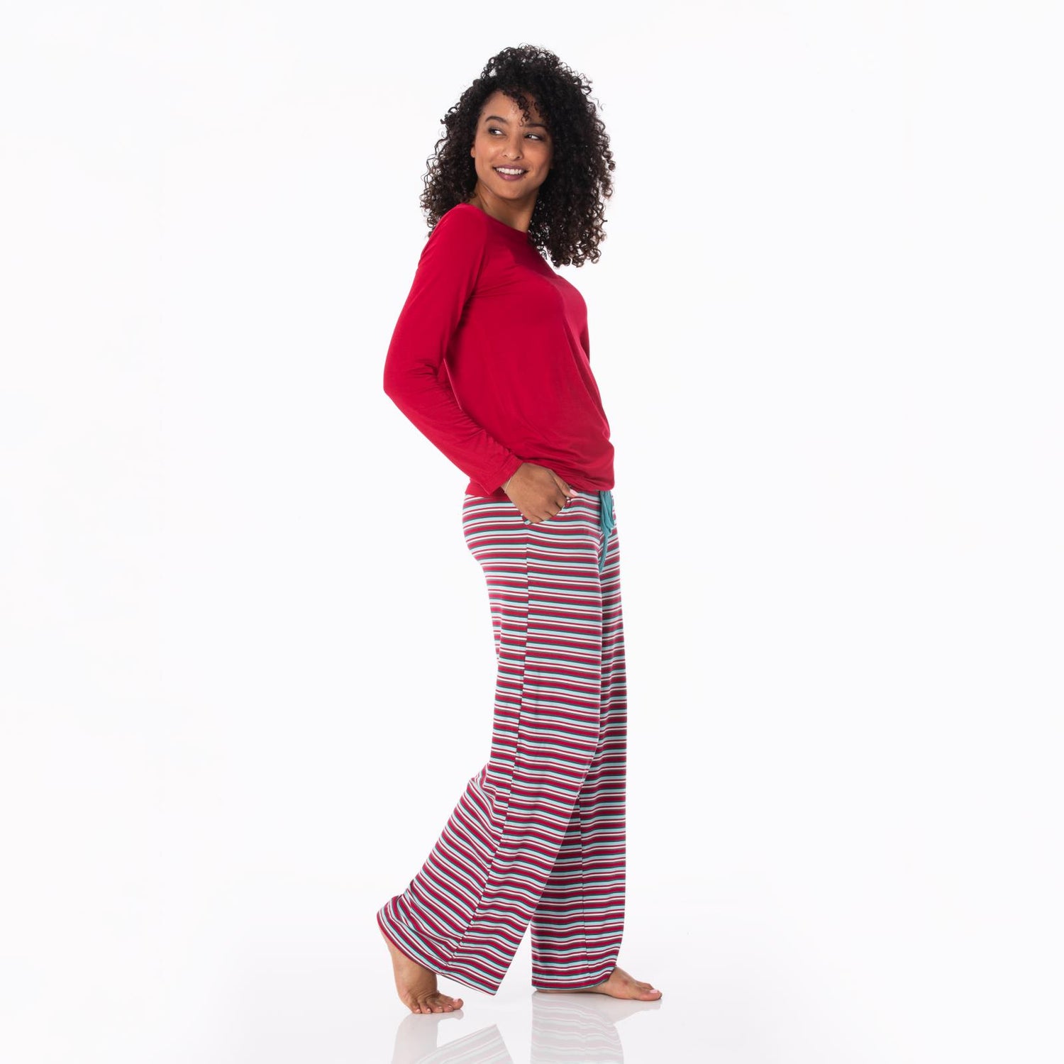 Women's Print Lounge Pants in Christmas Stripe