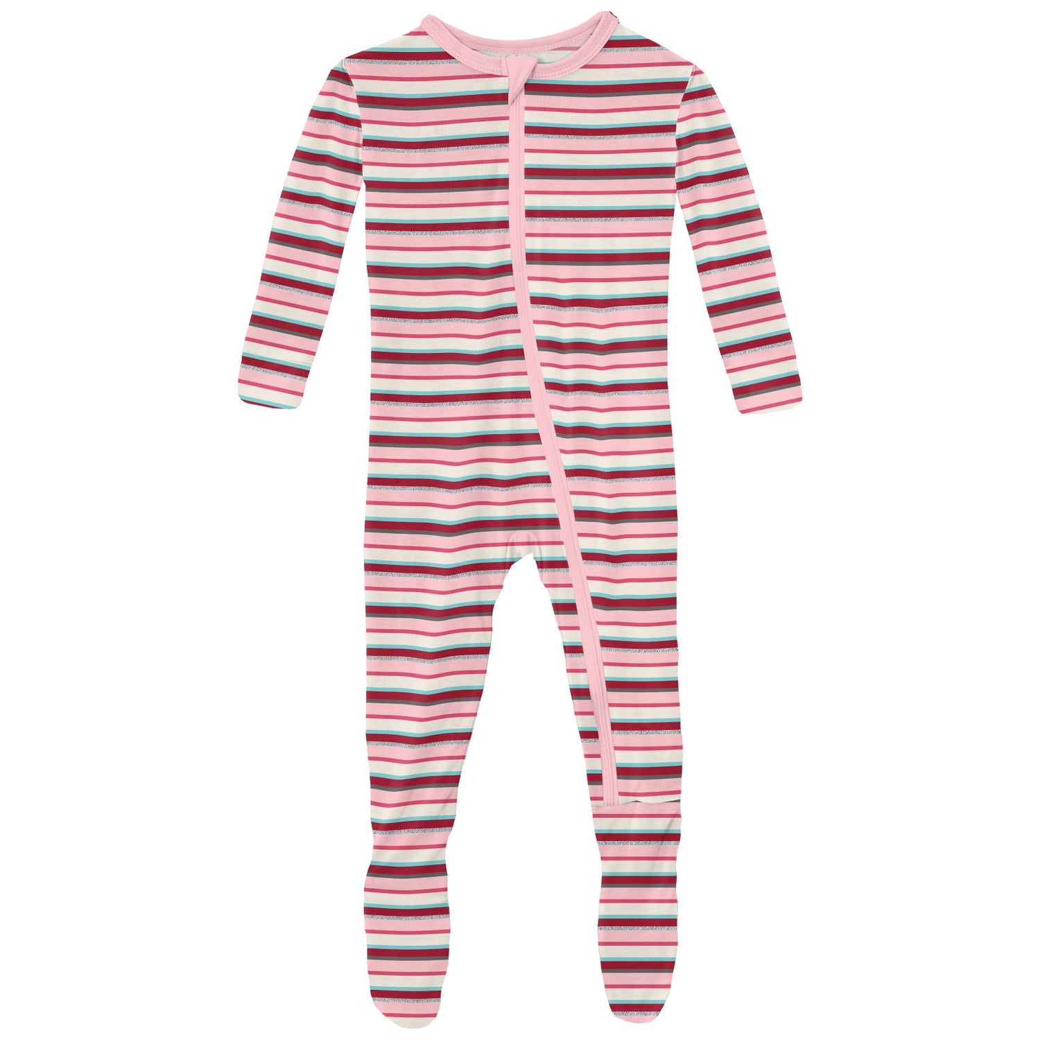 Print Footie with Zipper in Anniversary Bobsled Stripe