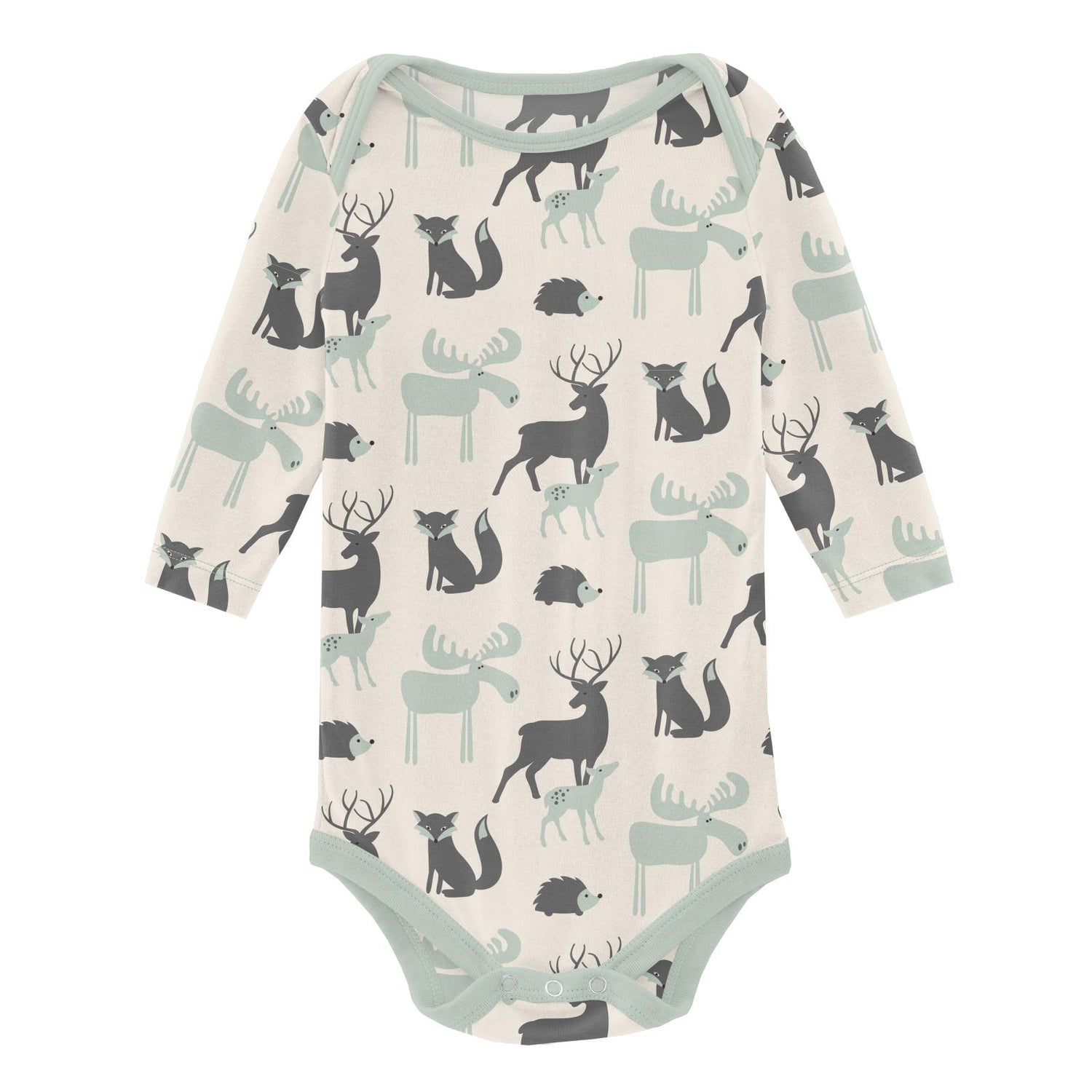 Print Long Sleeve One Piece in Natural Forest Animals