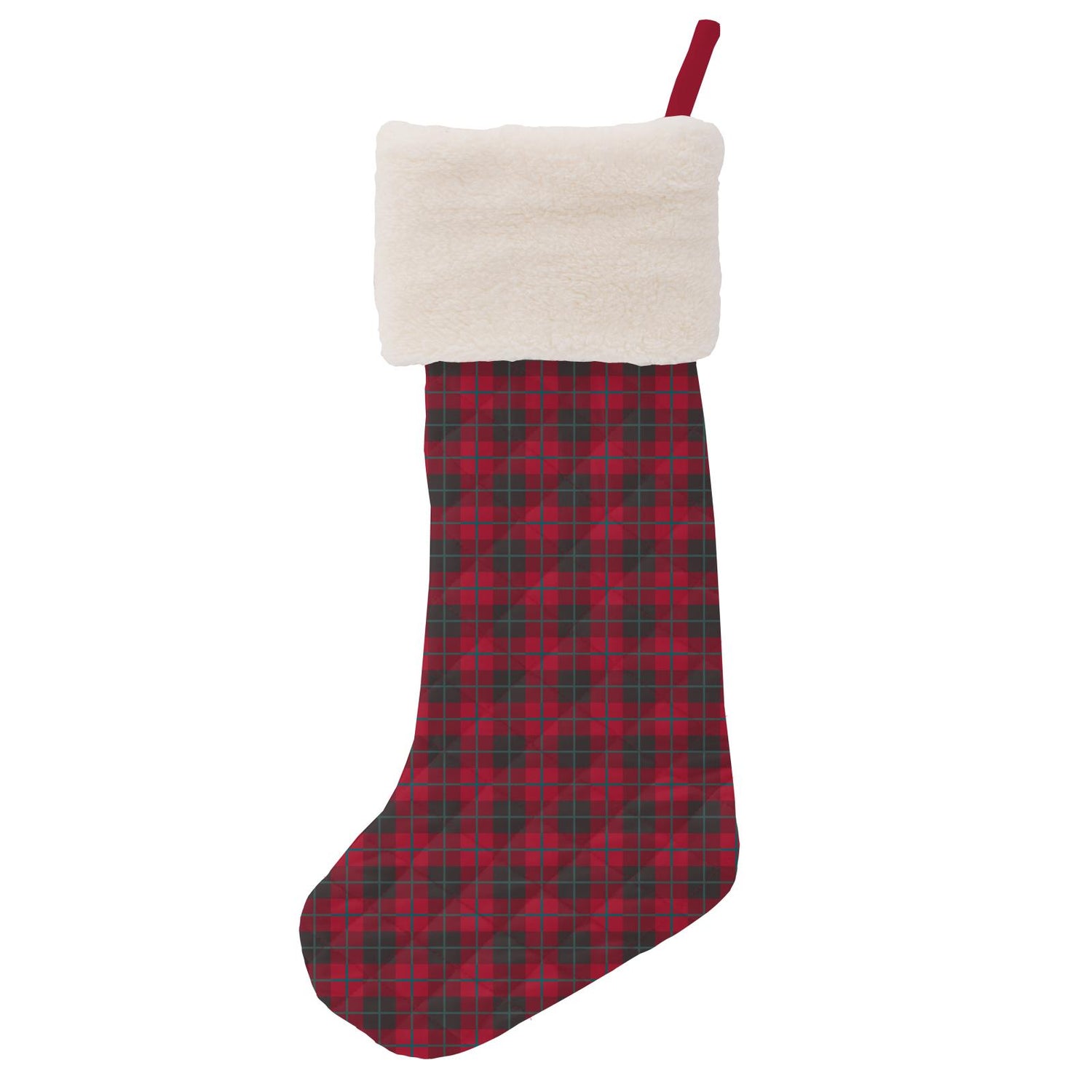 Quilted Stocking in Anniversary Plaid/Cedar Brown Bear
