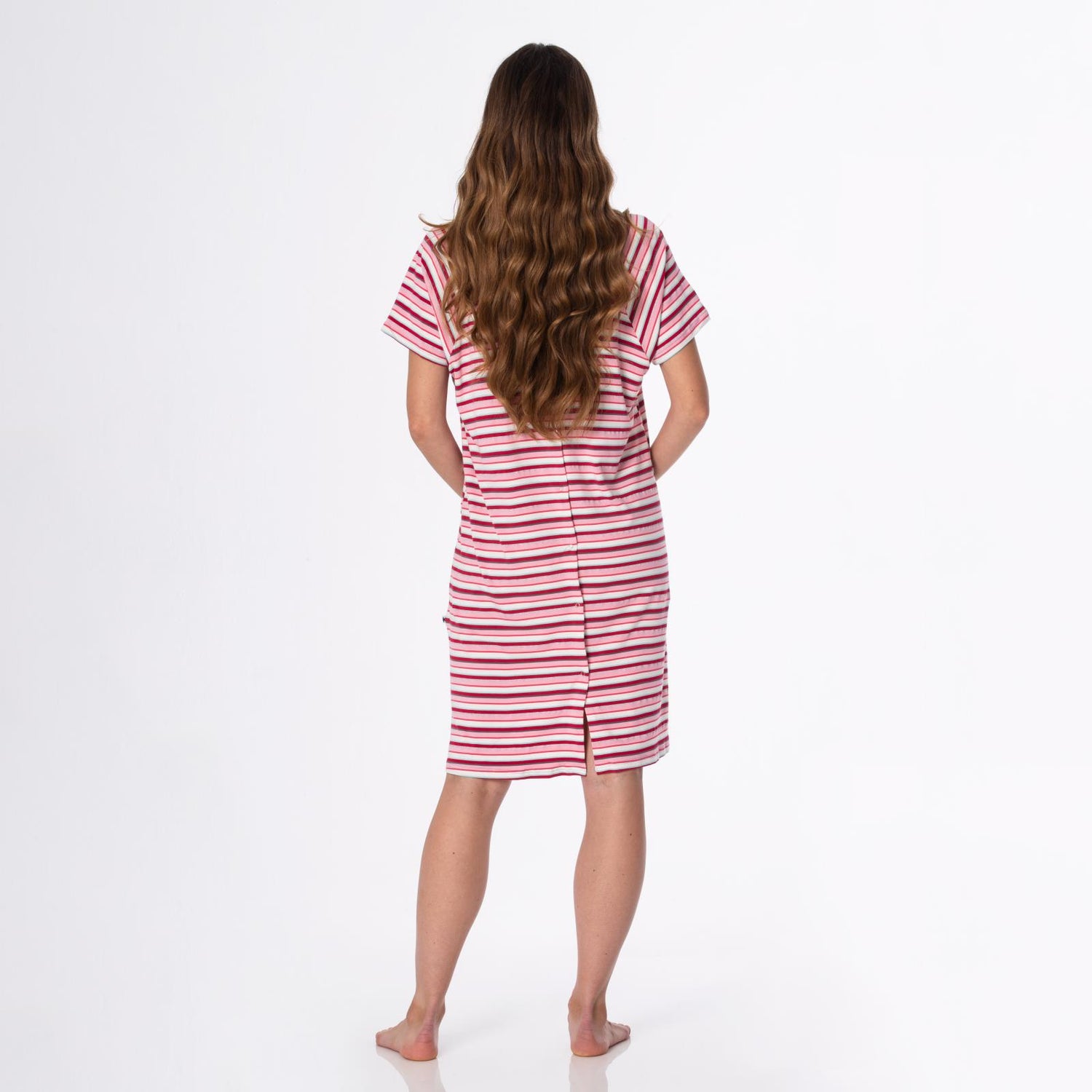 Women's Print Hospital Gown in Anniversary Bobsled Stripe