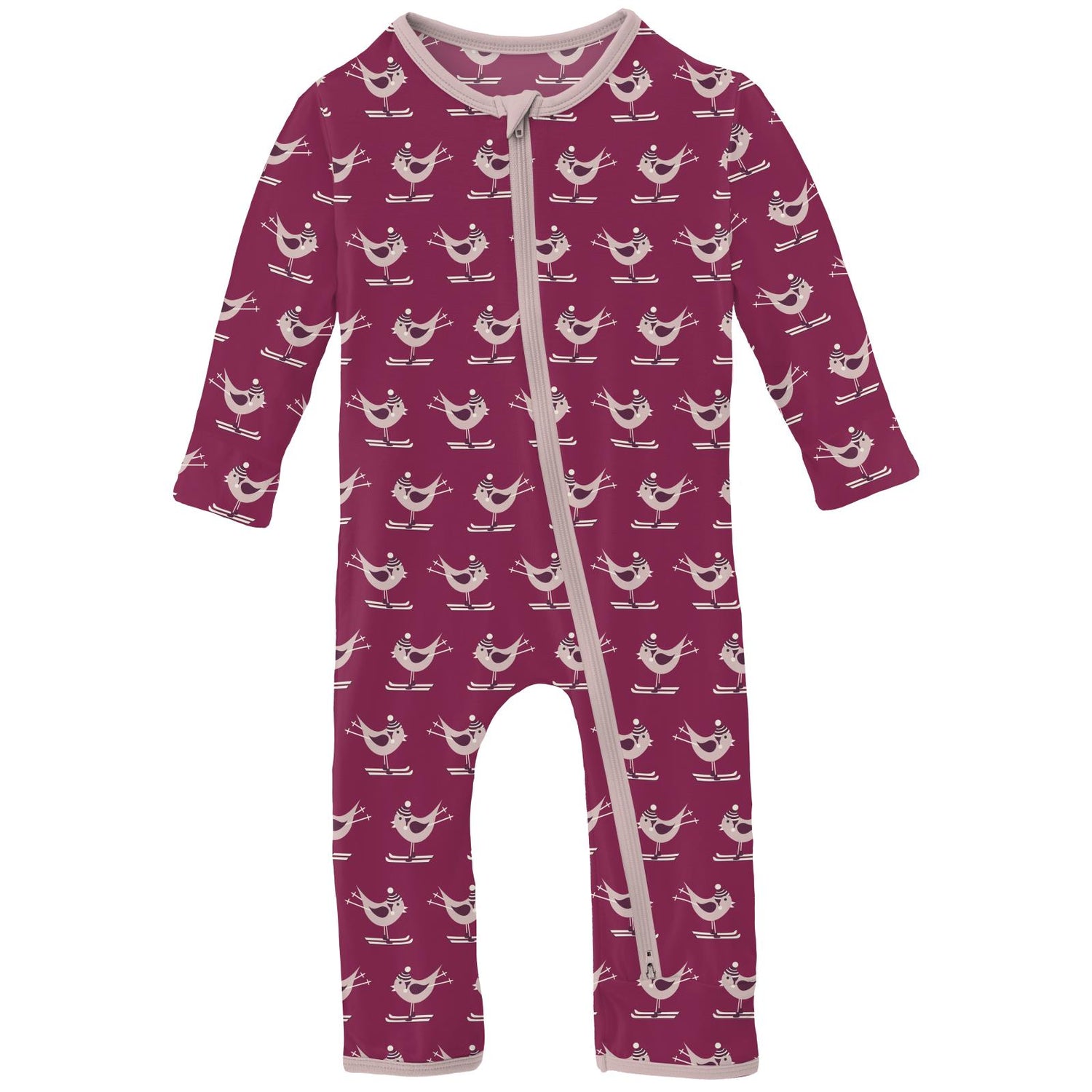 Print Coverall with 2 Way Zipper in Berry Ski Birds
