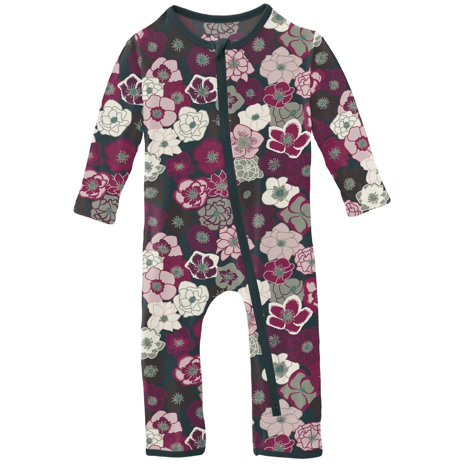Print Coverall with 2 Way Zipper in Hellebores