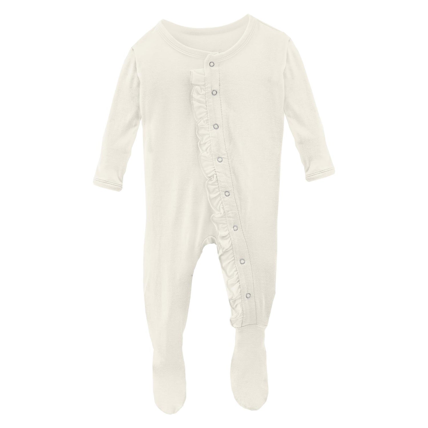 Classic Ruffle Footie with Snaps in Natural