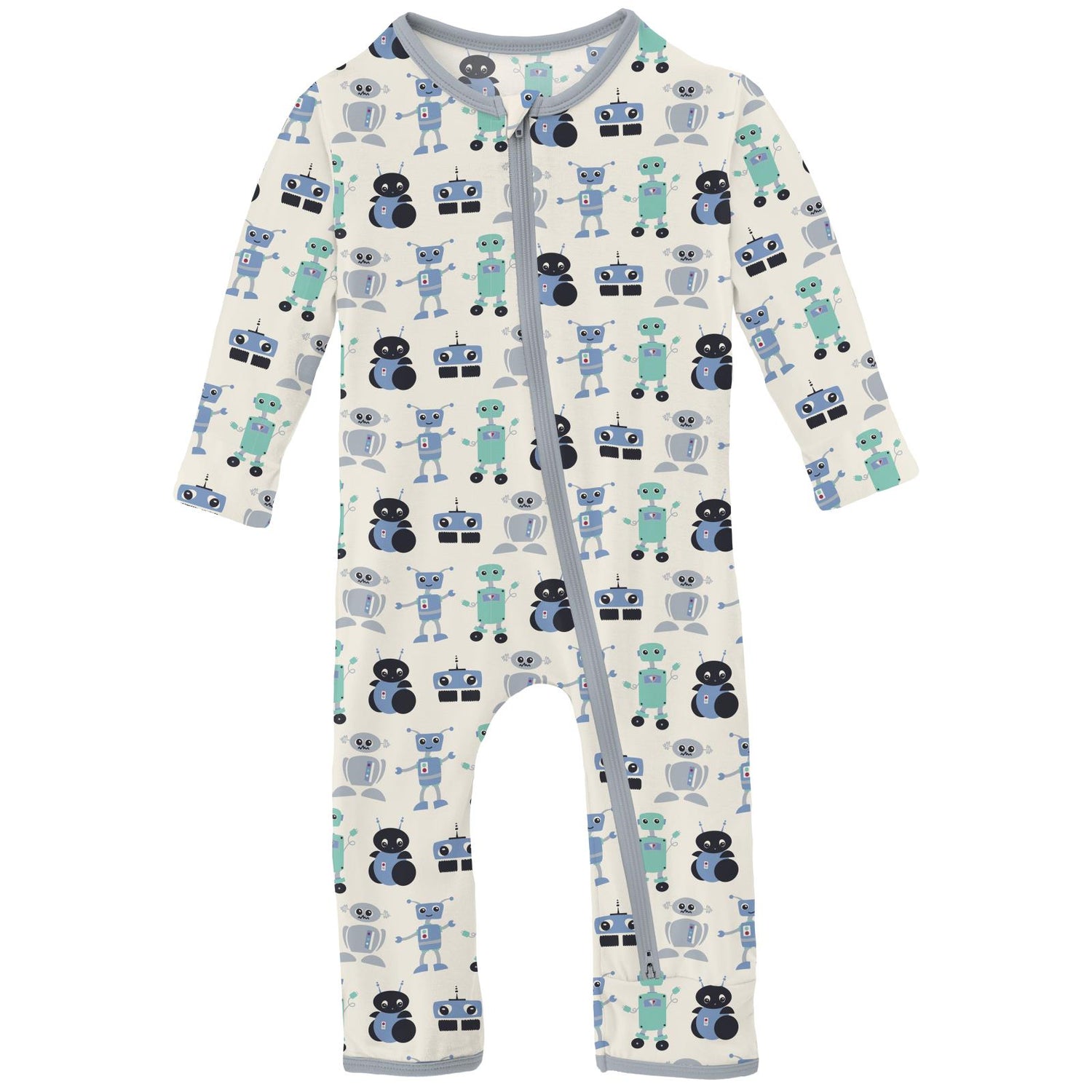 Print Coverall with 2 Way Zipper in Natural Robots