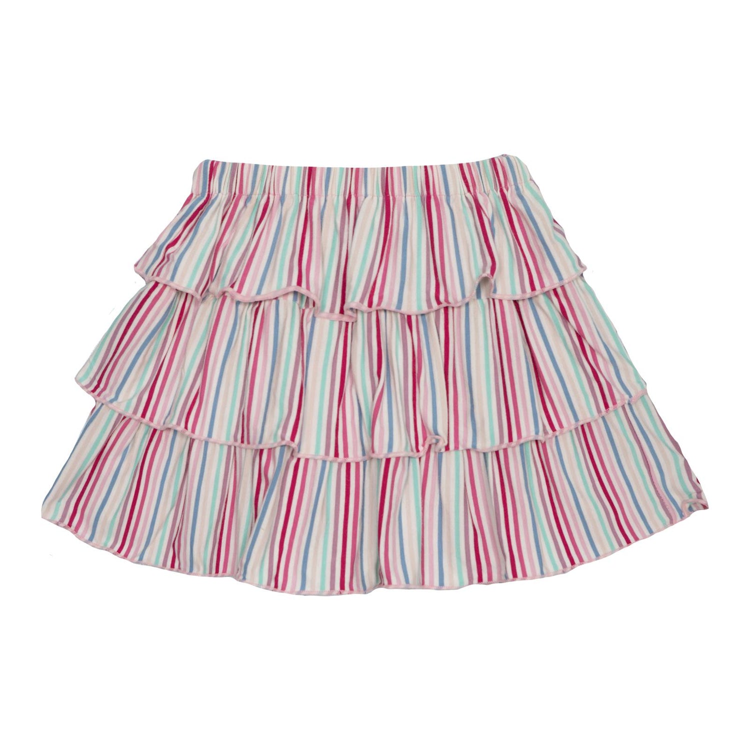 Print Layered Ruffle Skirt in Skip To Make Believe Stripe