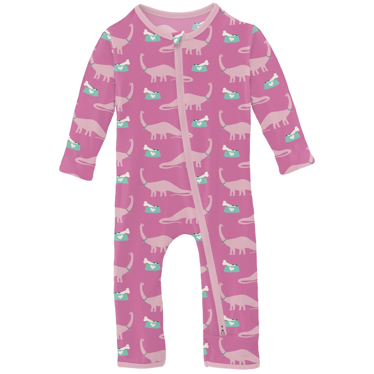 Print Coverall with 2 Way Zipper in Tulip Pet Dino