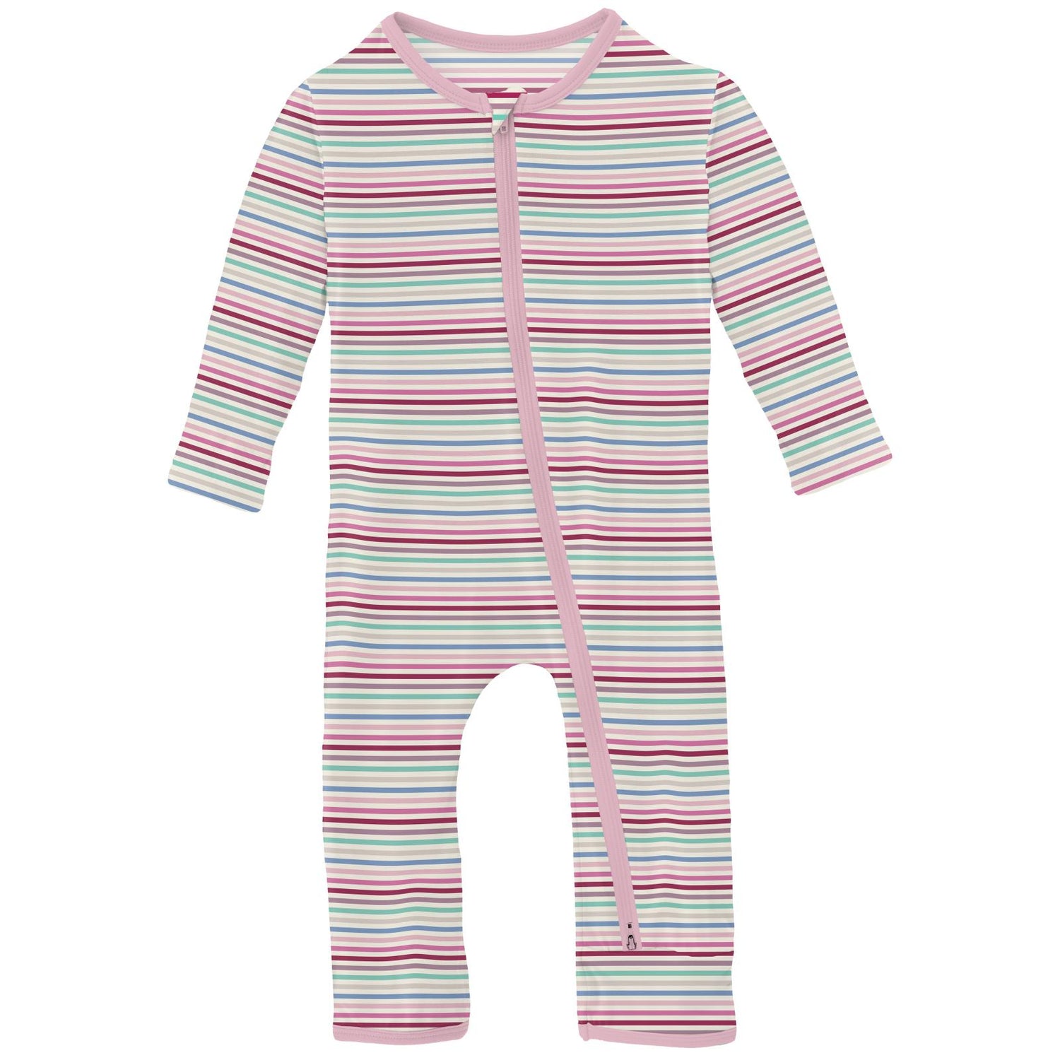 Print Coverall with 2 Way Zipper in Make Believe Stripe