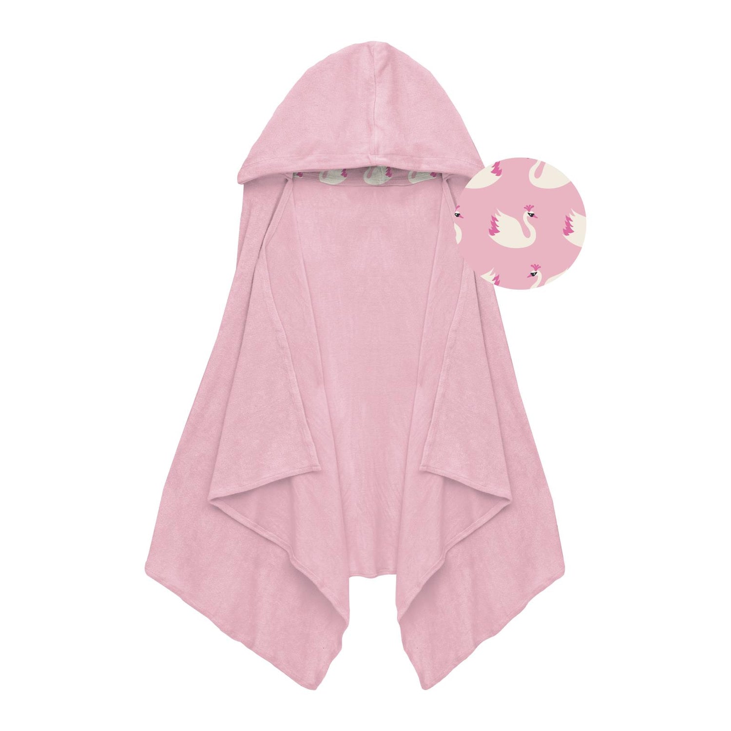 Terry Hooded Towel with Print Lined Hood in Cake Pop with Cake Pop Swan Princess