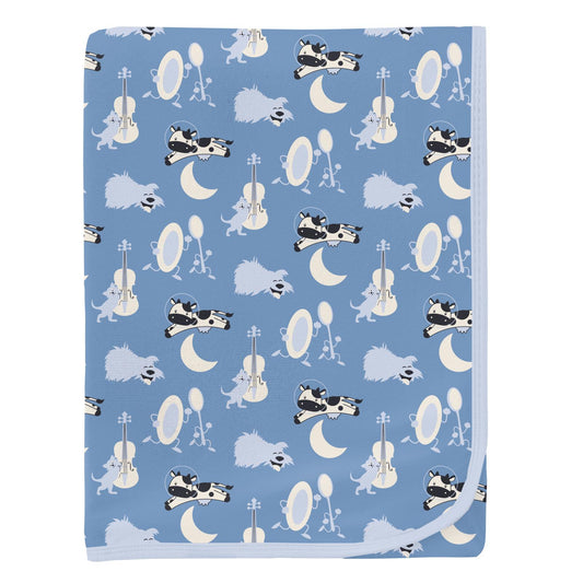 Print Swaddling Blanket in Dream Blue Hey Diddle Diddle