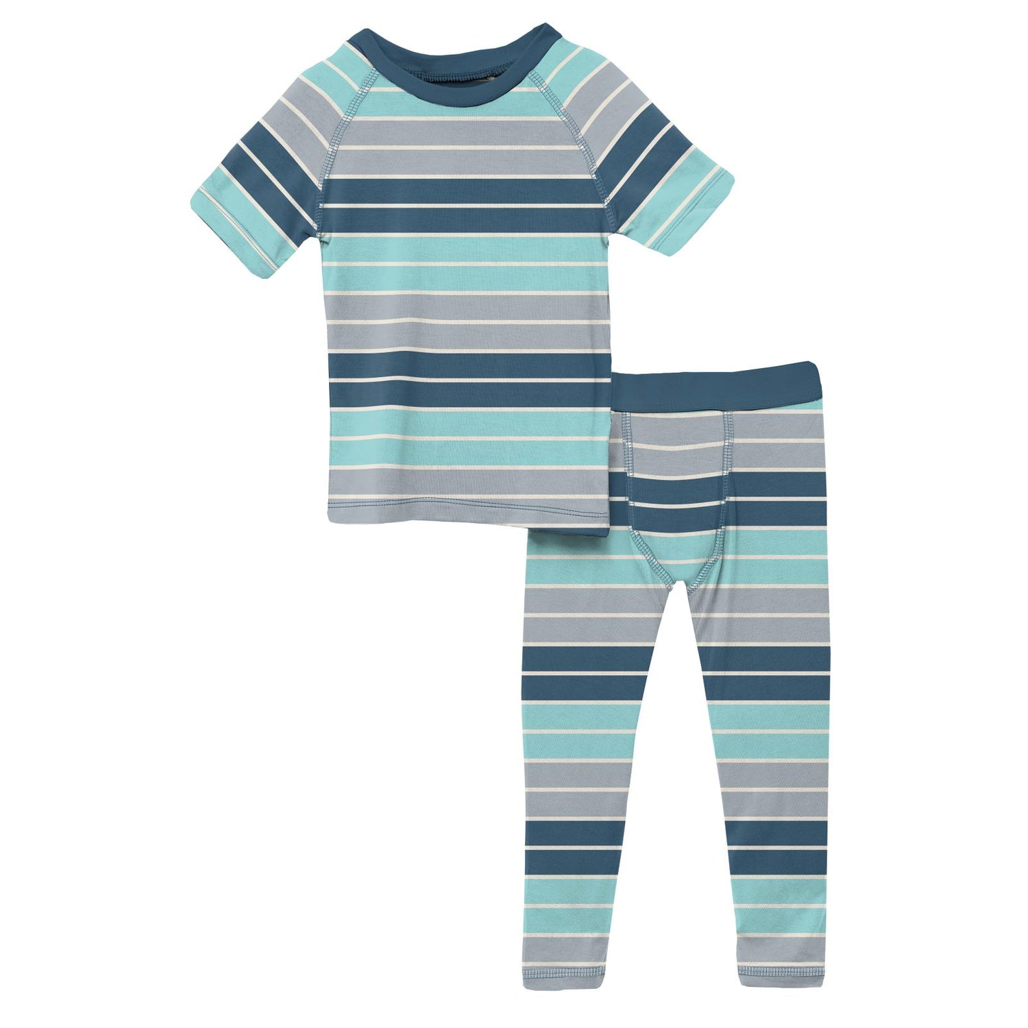 Print Short Sleeve Sport Pajama Set in Sport Stripe
