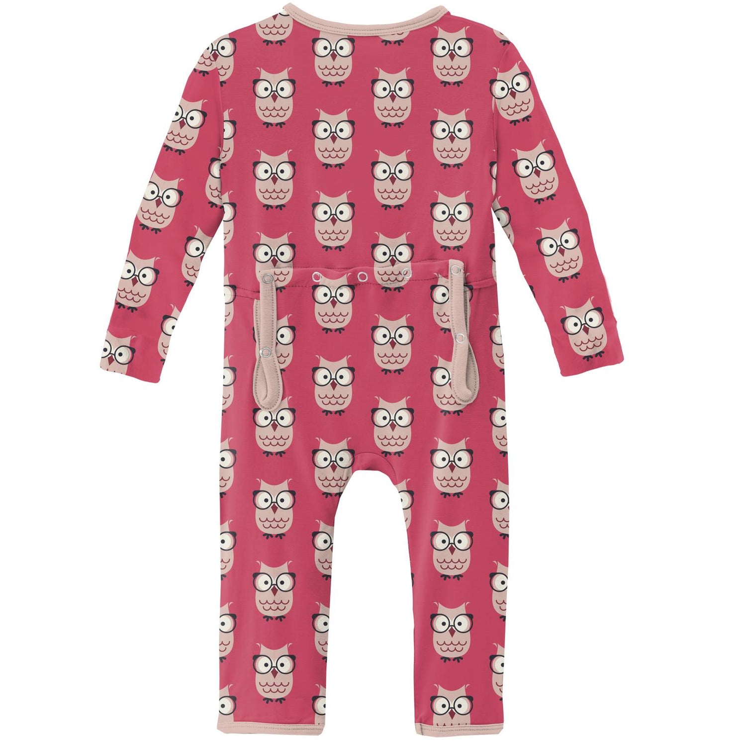 Print Coverall with Zipper in Taffy Wise Owls