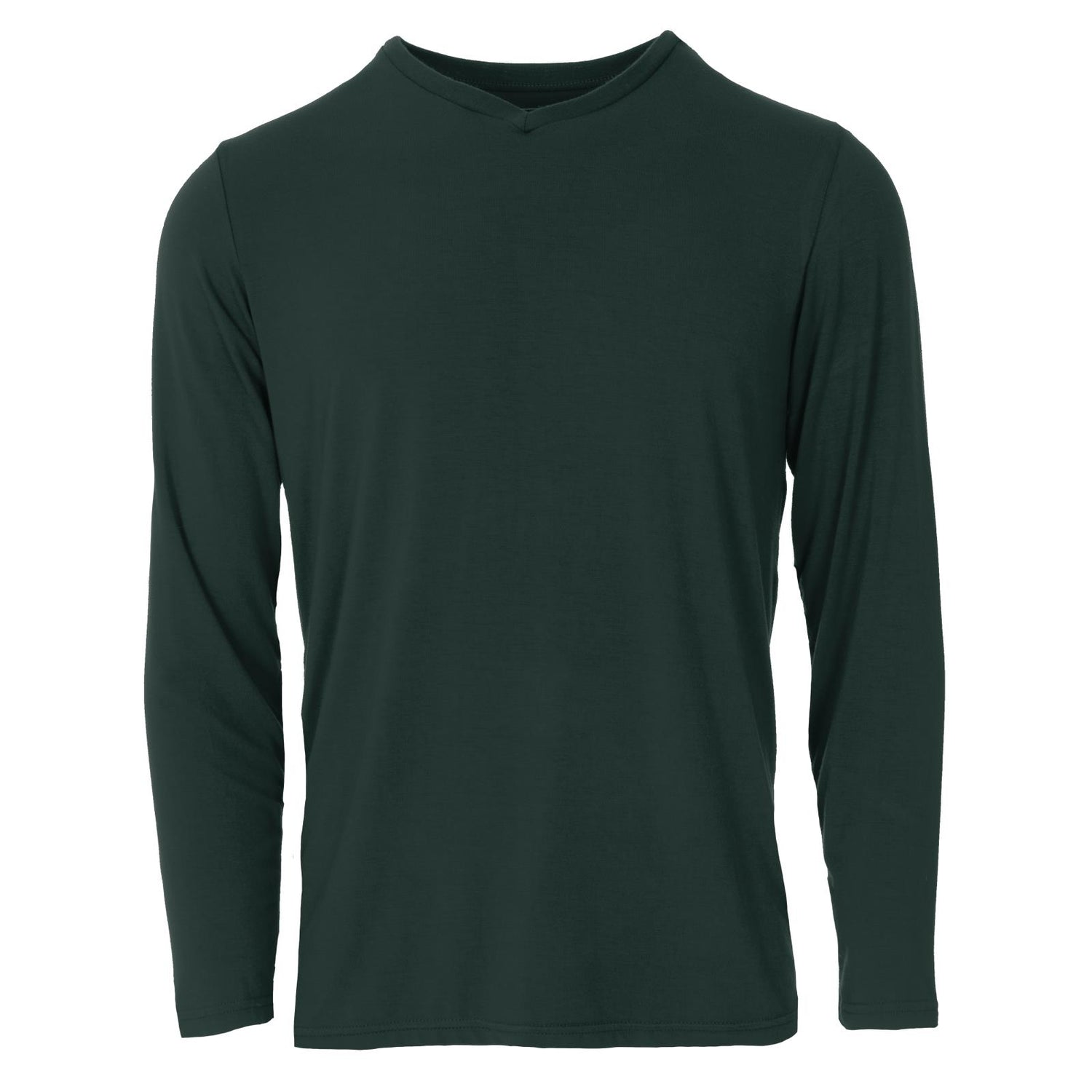 Men's Solid Long Sleeve V-Neck Tee in Pine