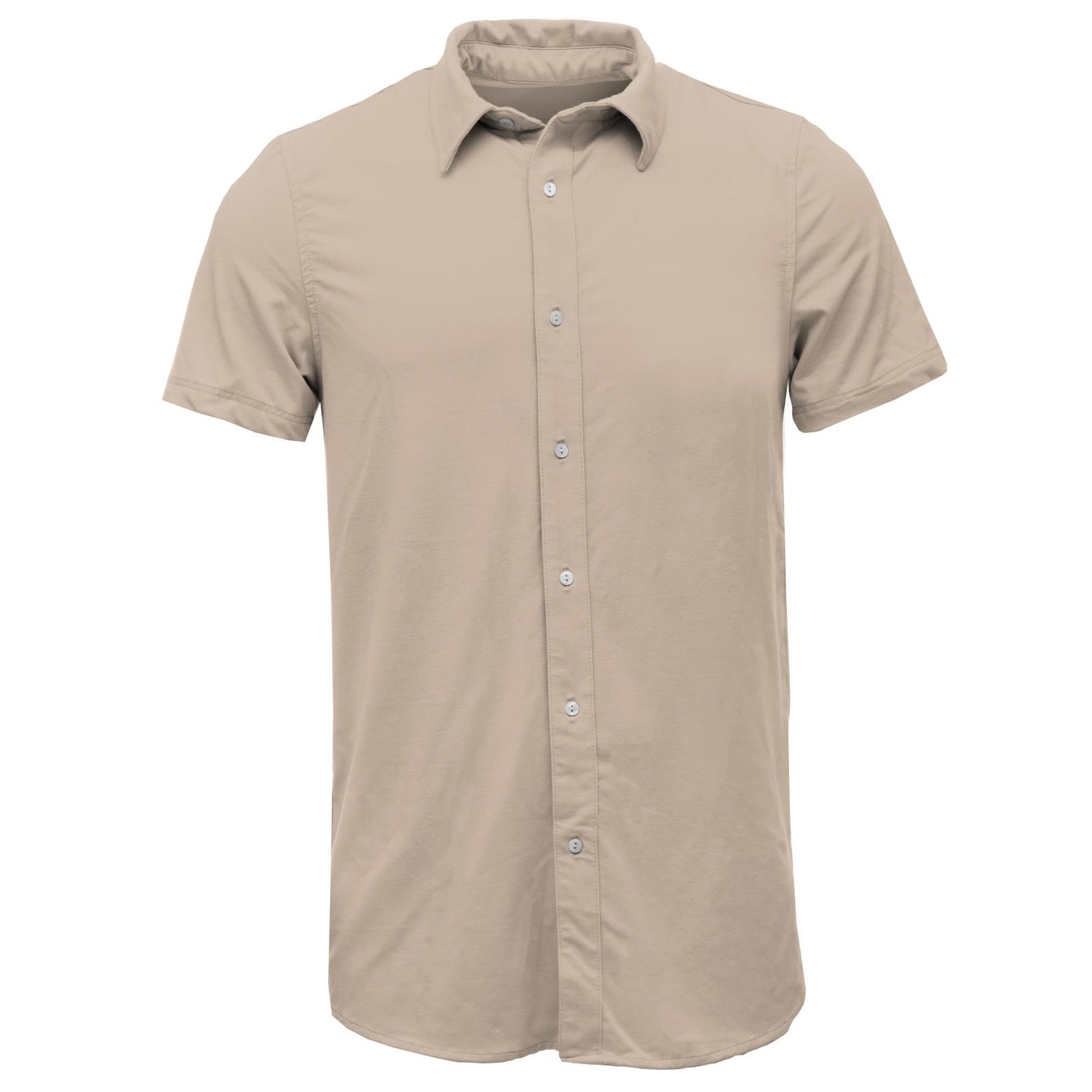 Men's Short Sleeve Woven Button Down Shirt in Burlap