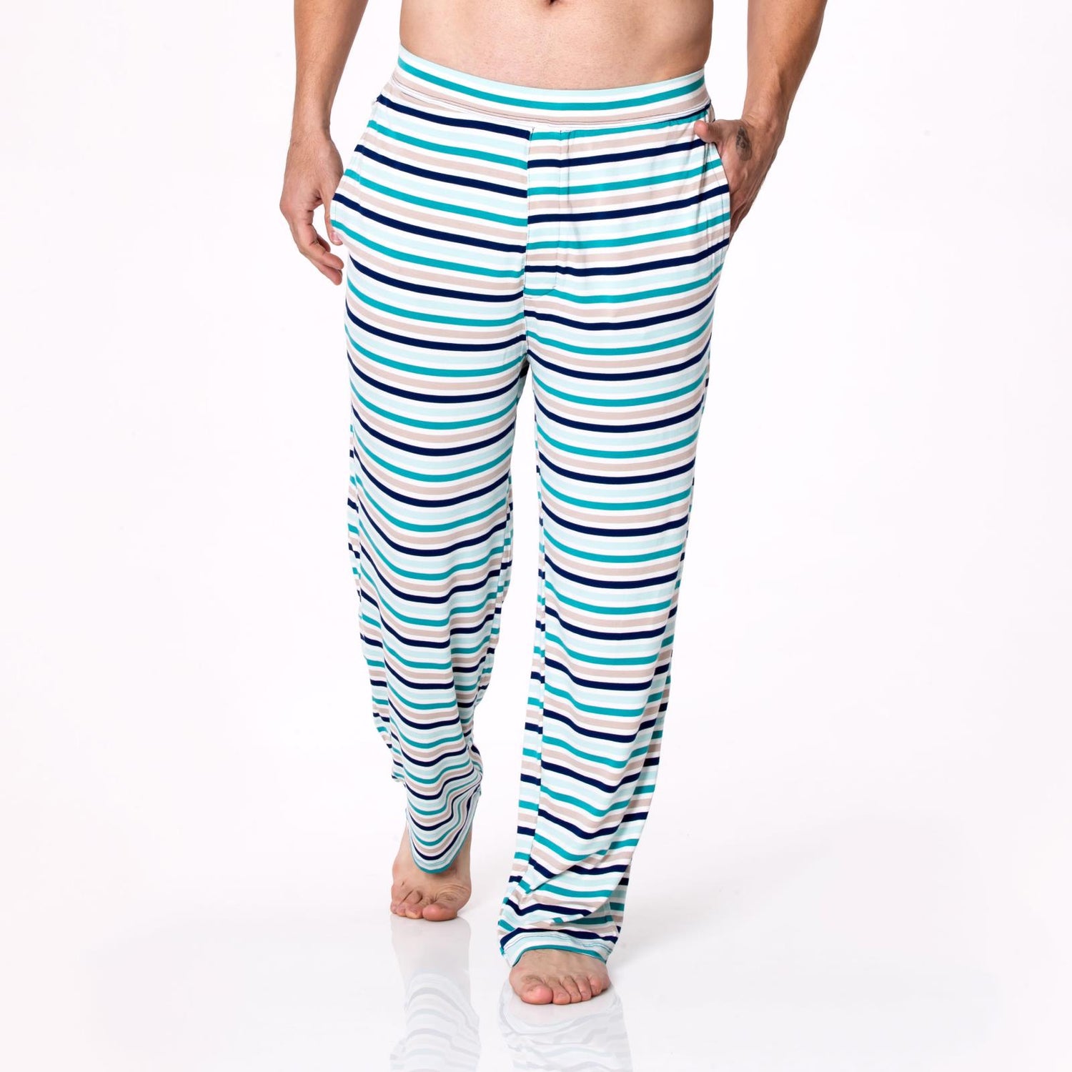 Men's Print Pajama Pants in Sand and Sea Stripe