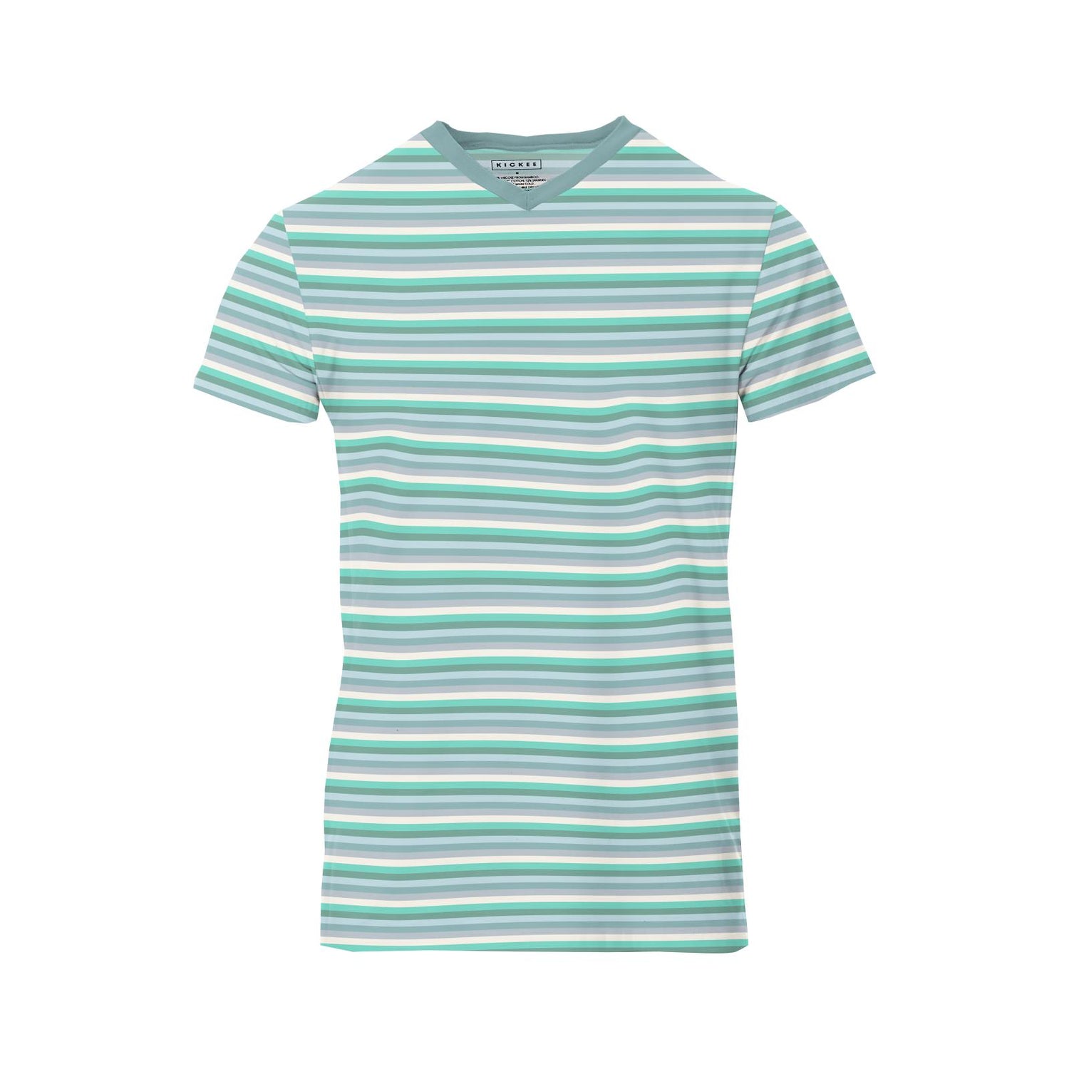 Men's Print Short Sleeve Luxe Jersey V-Neck Tee in April Showers Stripe