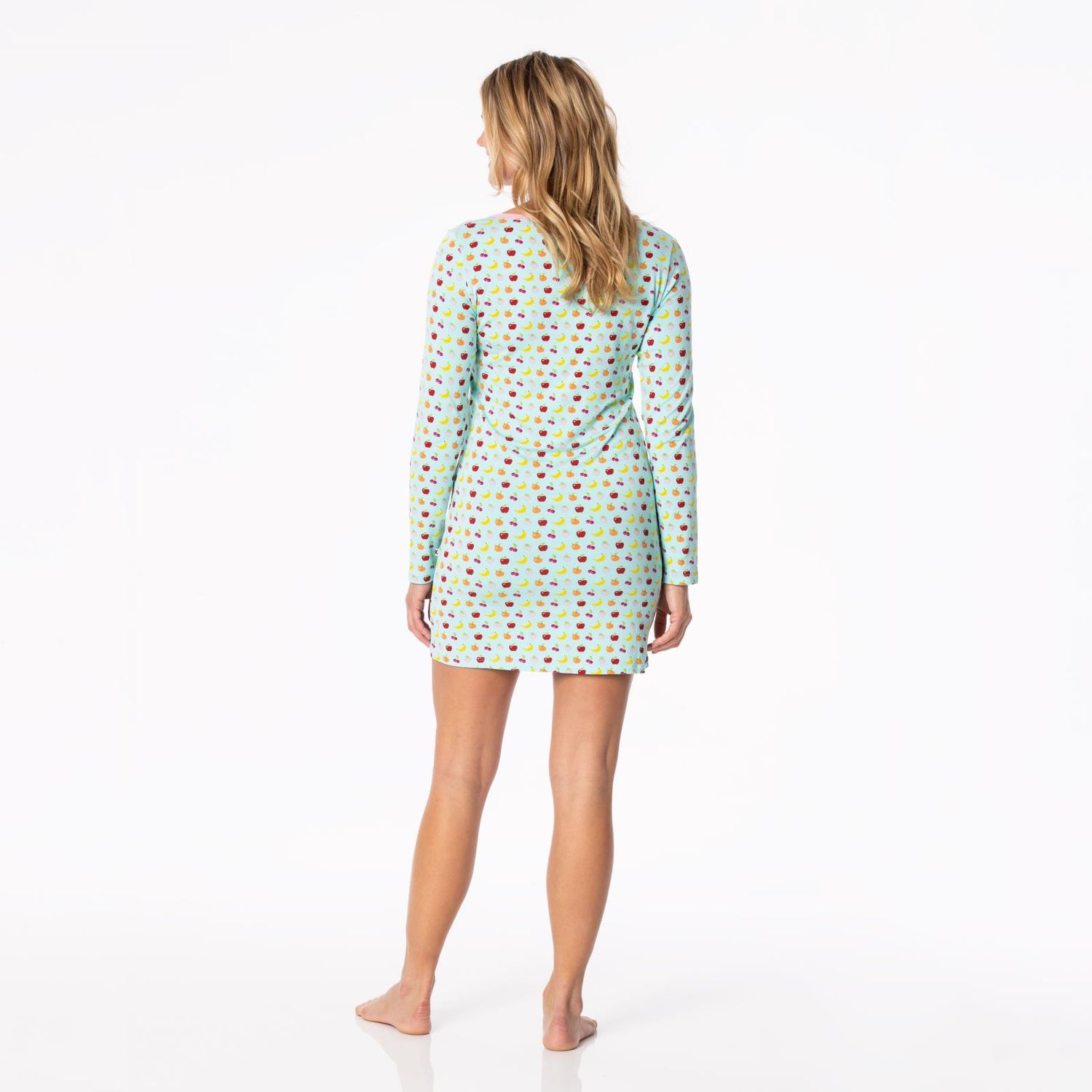 Women's Print Long Sleeve Nightshirt in Summer Sky Mini Fruit