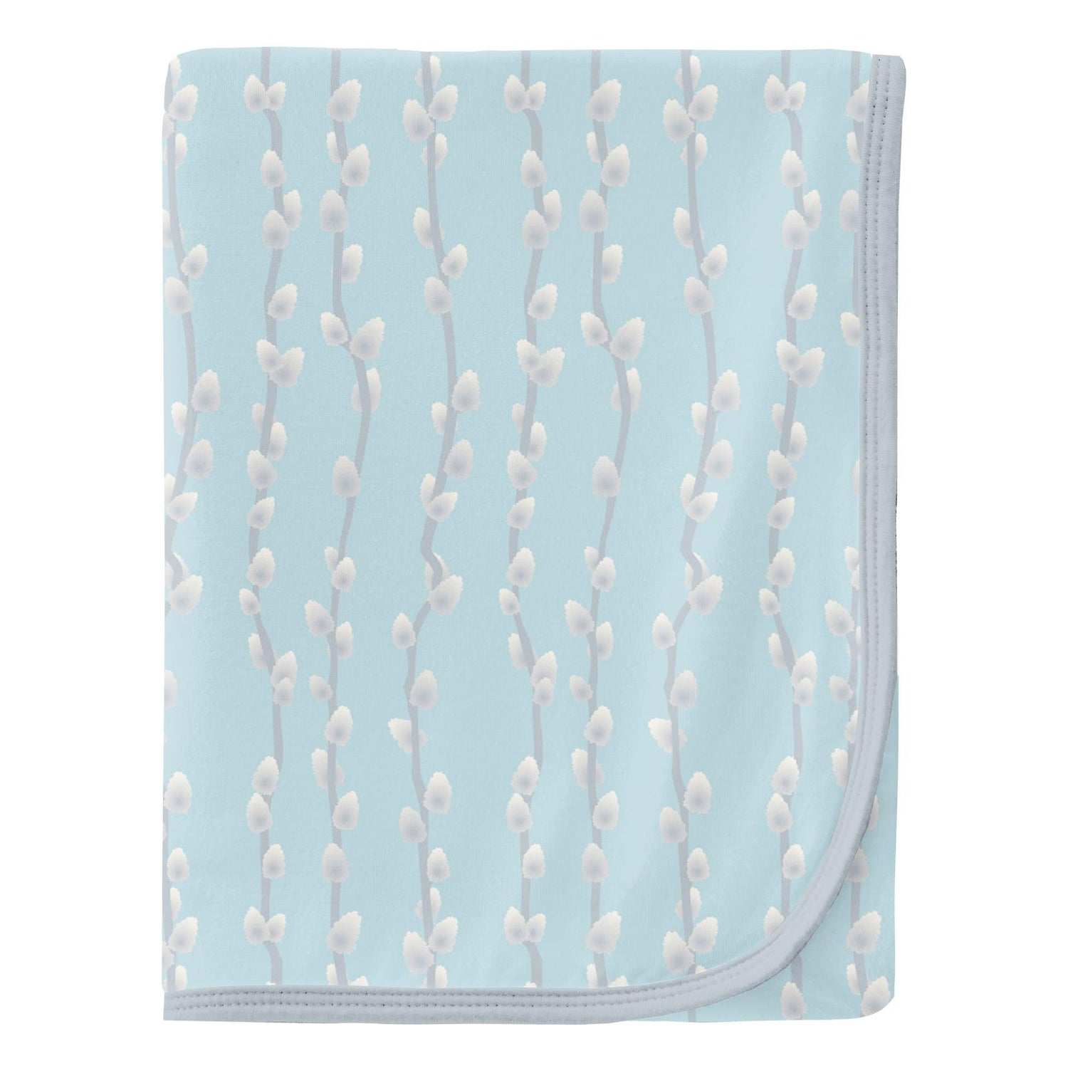 Print Swaddling Blanket in Spring Sky Pussy Willows