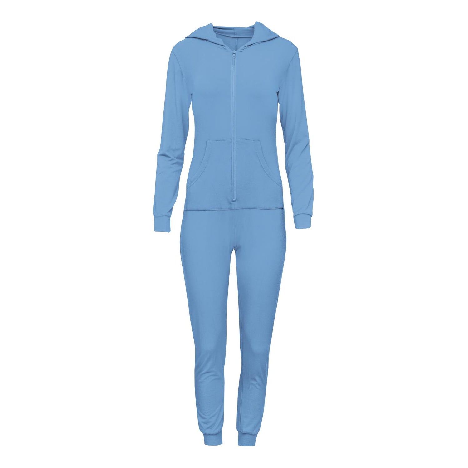 Women's Long Sleeve Jumpsuit with Hood in Dream Blue