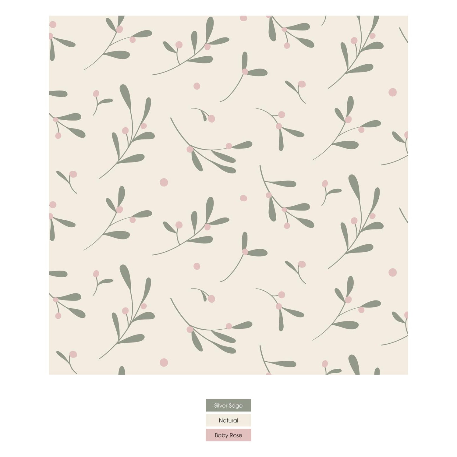 Print Swaddling Blanket in Natural Mistletoe