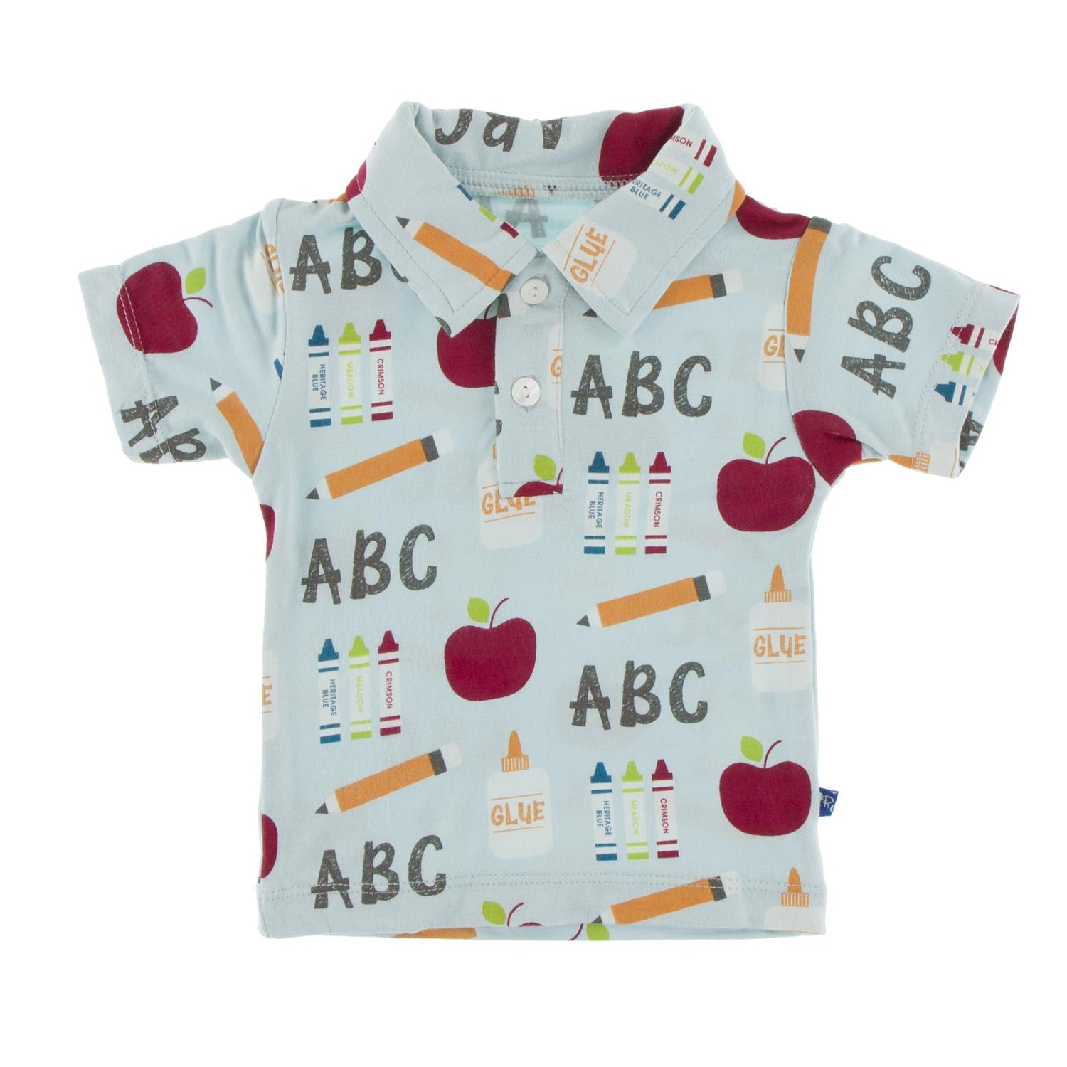 Print Short Sleeve Polo in Spring Sky First Day of School