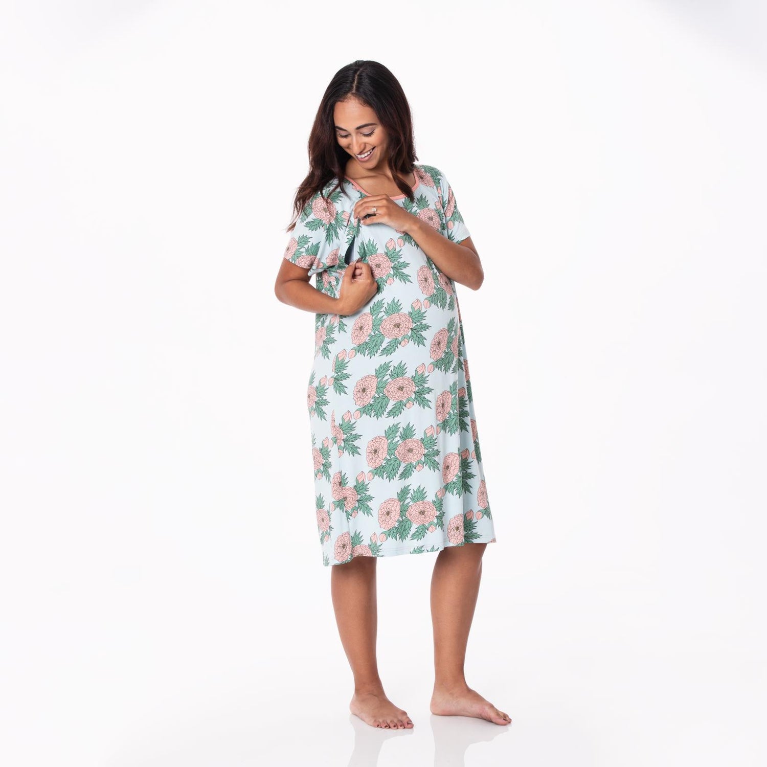 Women's Print Hospital Gown in Spring Sky Floral