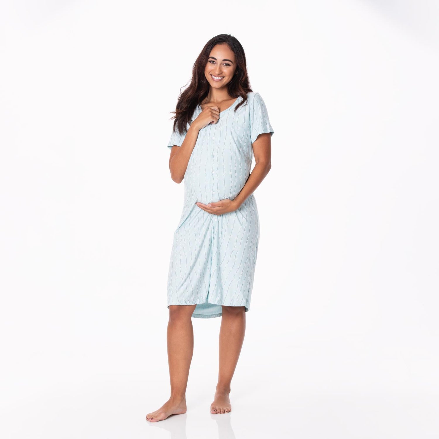 Women's Print Nursing Nightgown in Spring Sky Pussy Willows