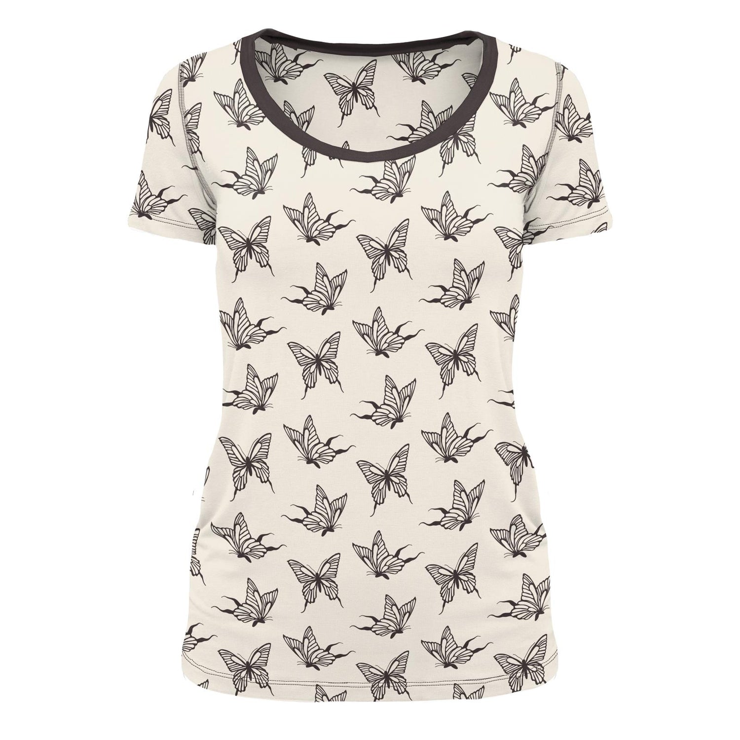 Women's Print Short Sleeve Scoop Neck Tee in Natural Swallowtail
