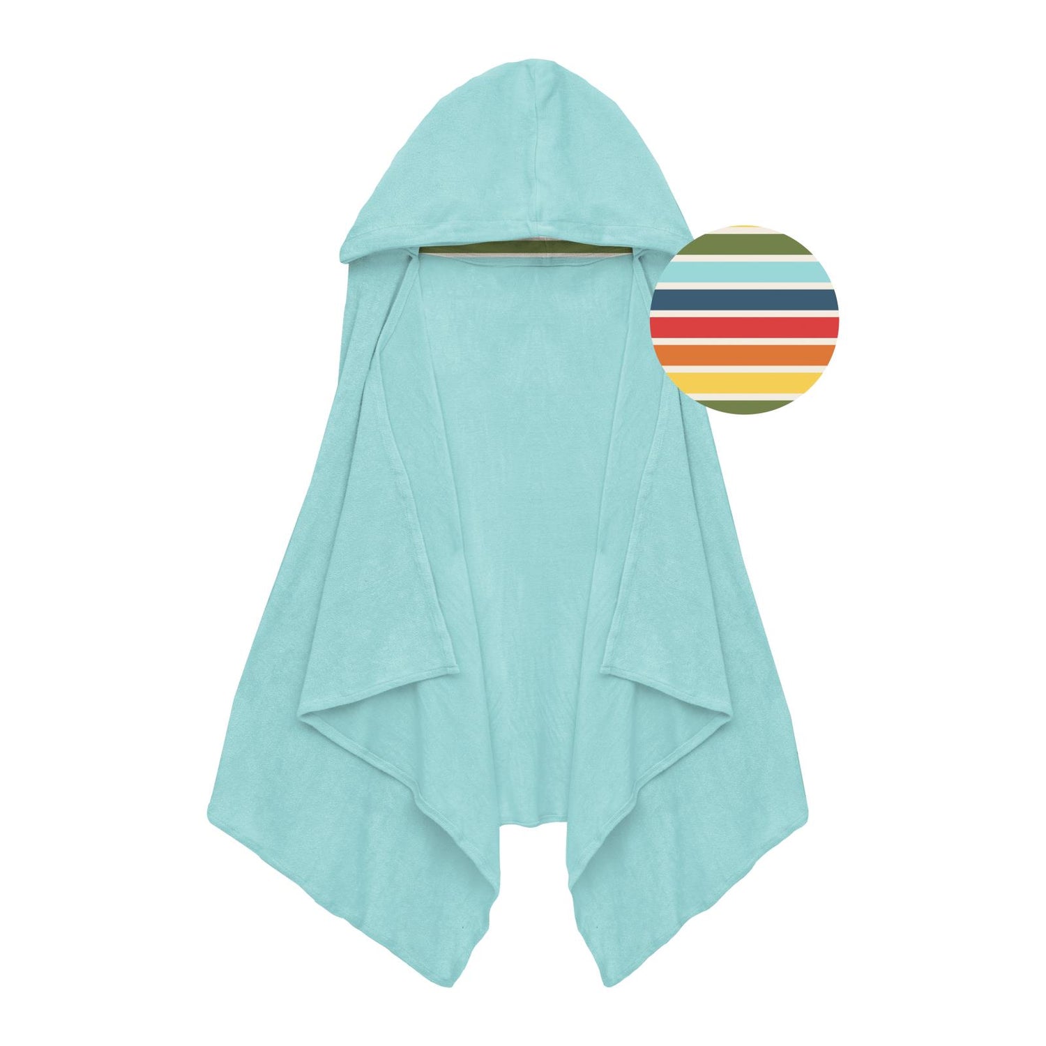 Terry Hooded Towel with Print Lined Hood in Summer Sky with Groovy Stripe