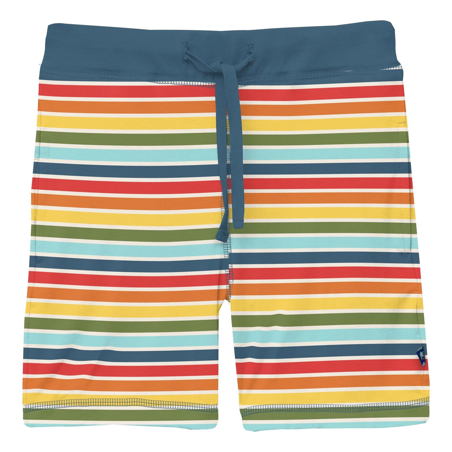 Print Lightweight Drawstring Shorts in Groovy Stripe