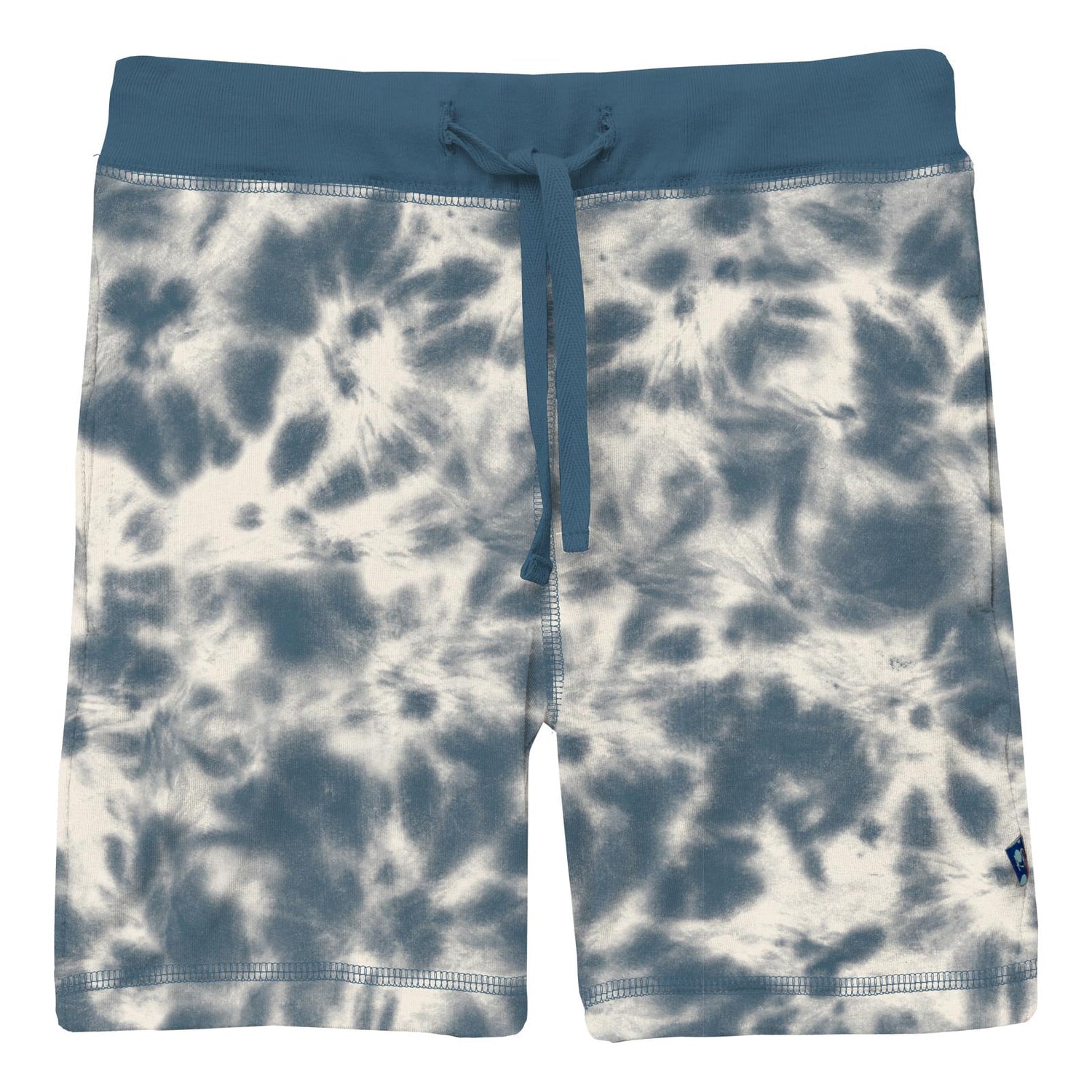Print Lightweight Drawstring Shorts in Deep Sea Tie Dye