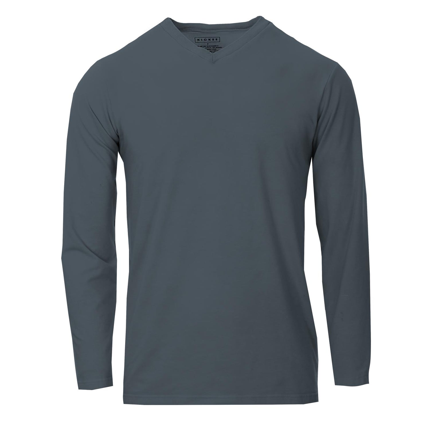 Men's Solid Long Sleeve Luxe Jersey V-Neck Tee in Slate