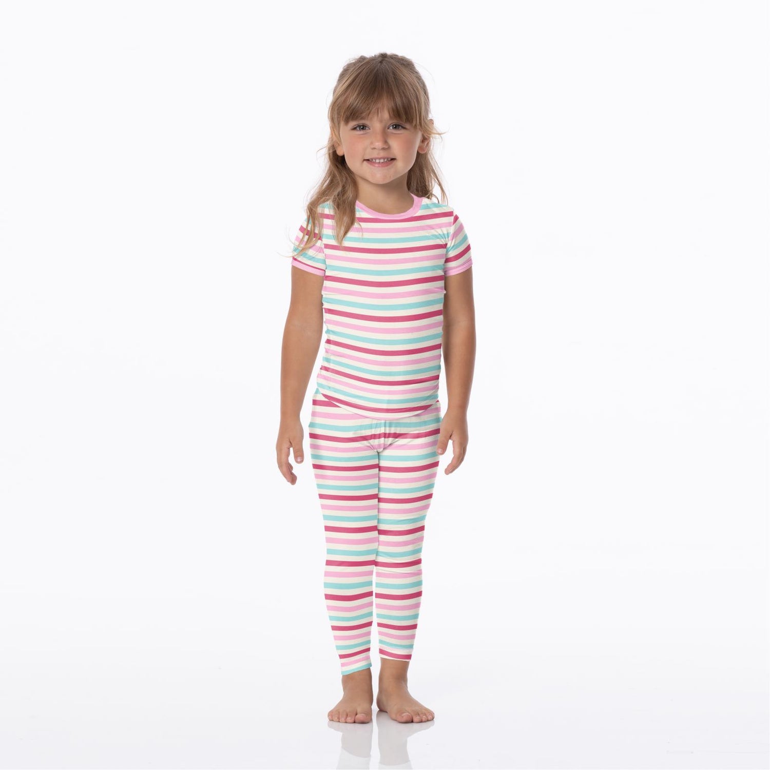 Print Short Sleeve Pajama Set in Sock Hop Stripe