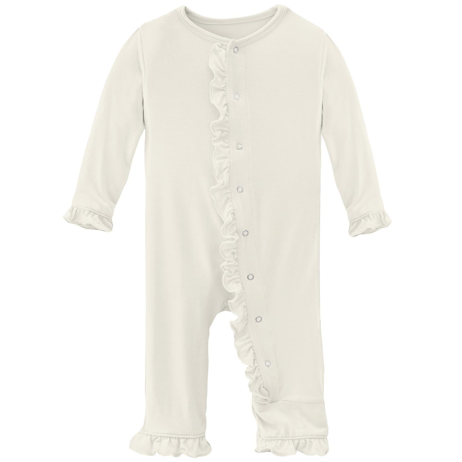 Classic Ruffle Coverall with Snaps in Natural