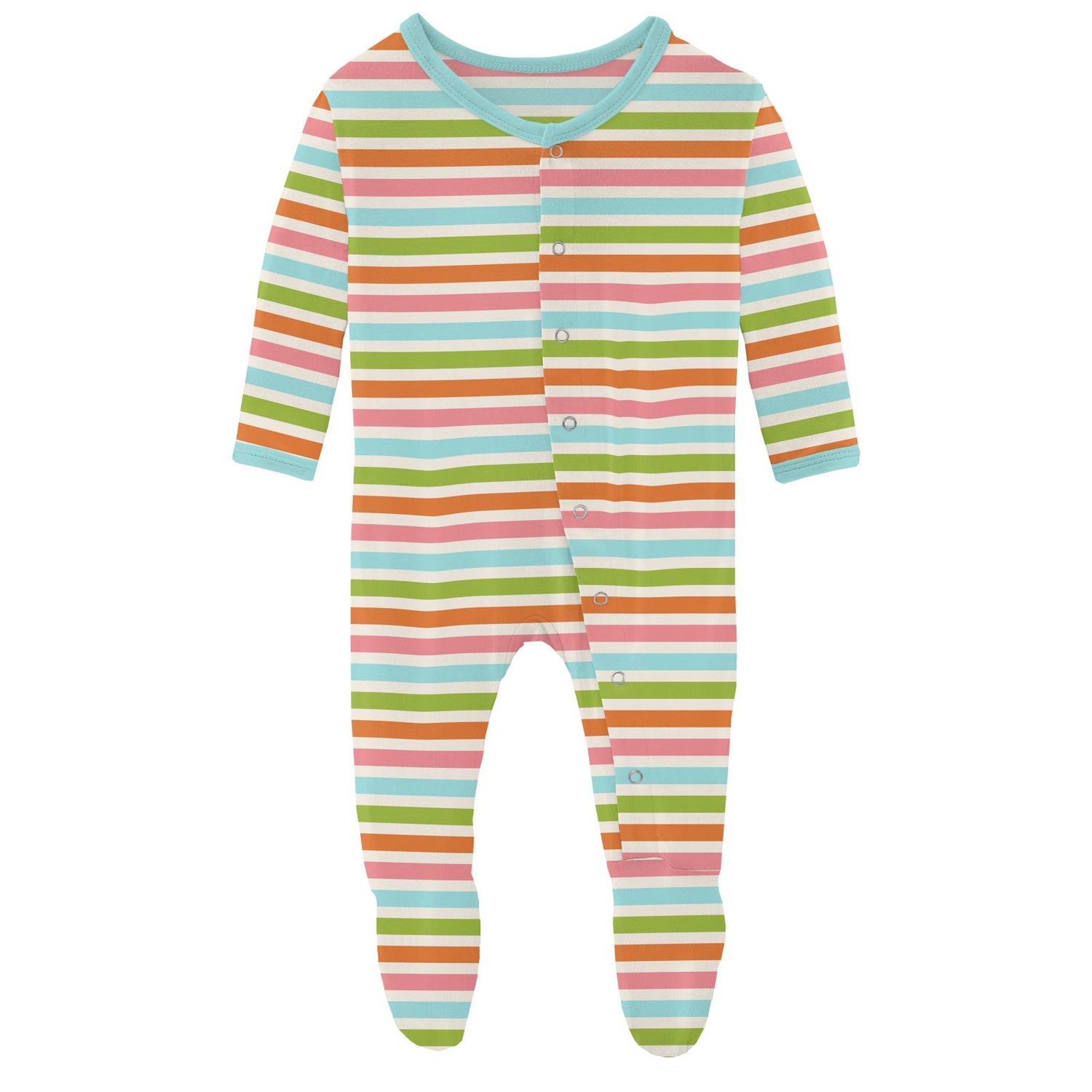 Print Footie with Snaps in Beach Day Stripe
