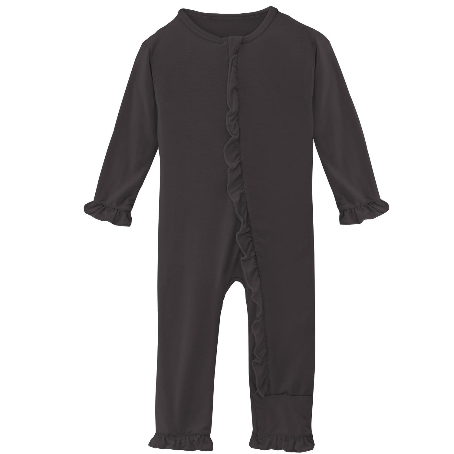Classic Ruffle Coverall with Zipper in Midnight