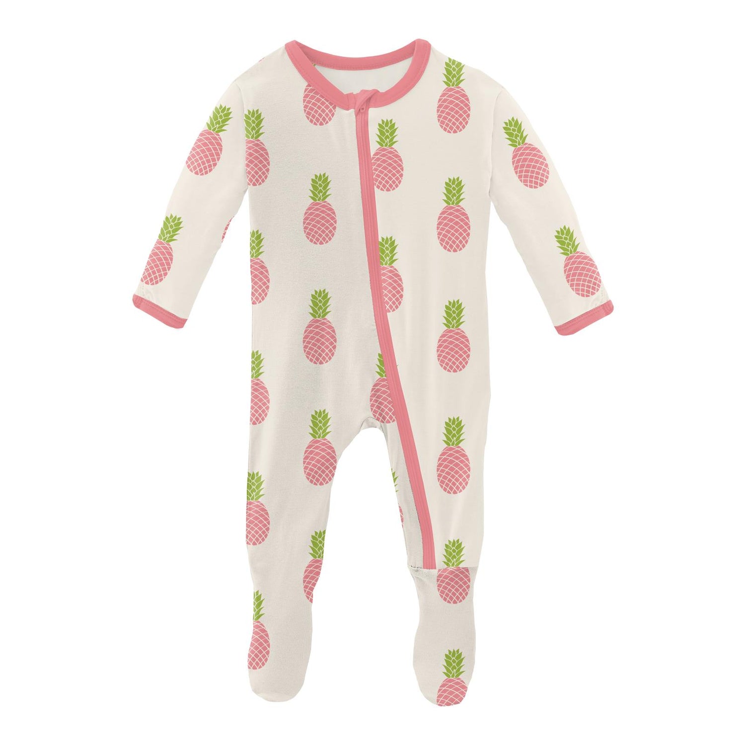 Print Footie with Zipper in Strawberry Pineapples