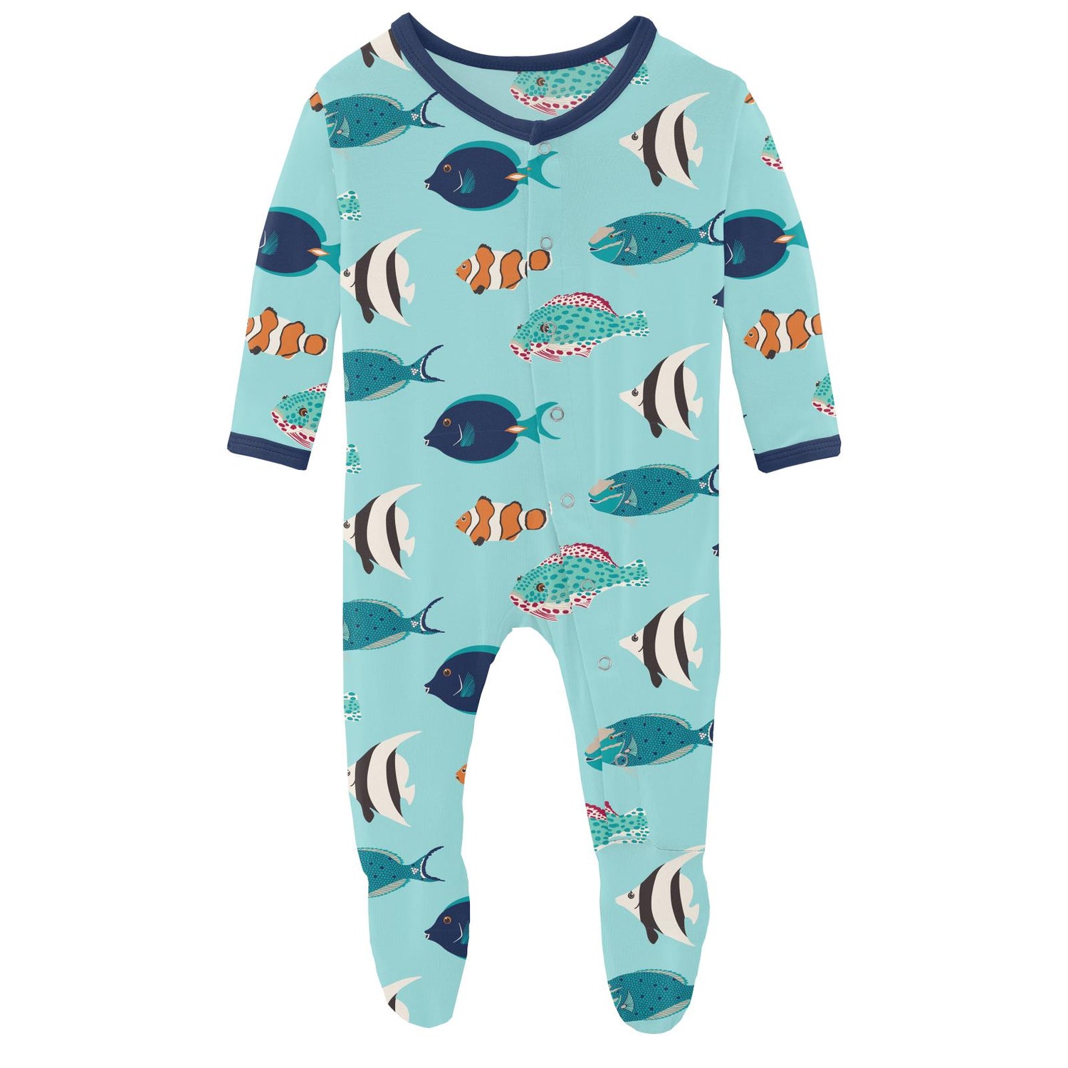 Print Footie with Snaps in Tropical Fish