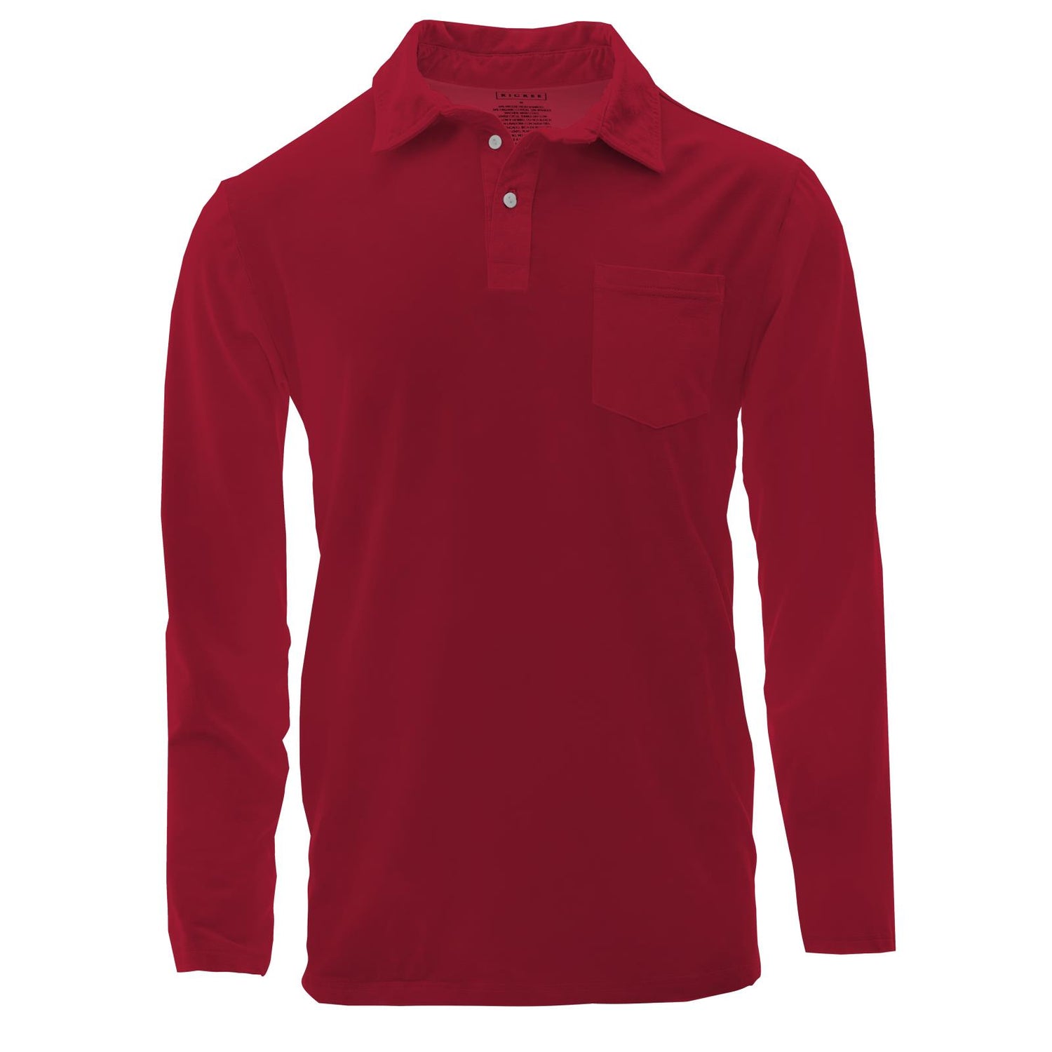 Men's Long Sleeve Luxe Jersey Polo with Pocket in Crimson