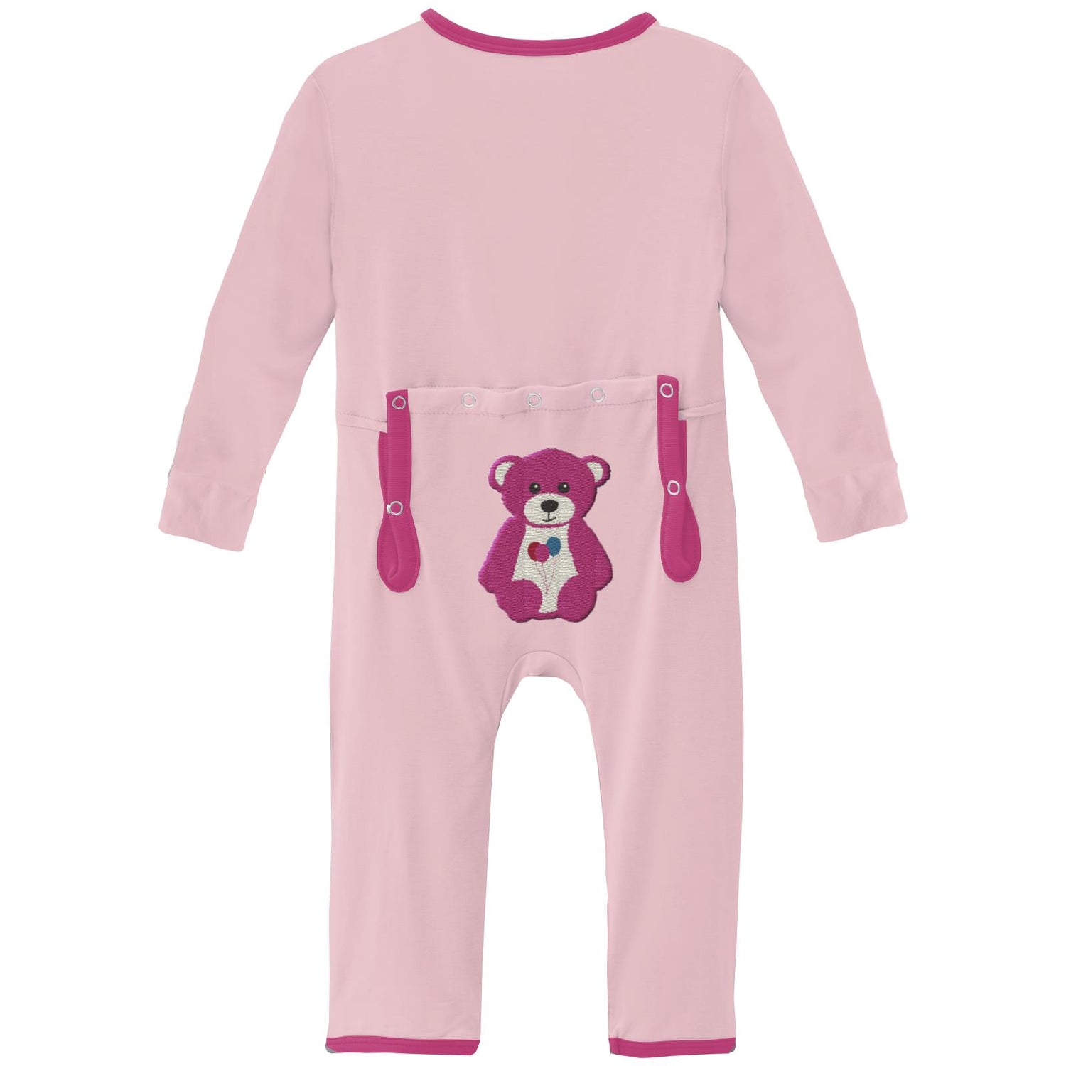 Applique Coverall with 2 Way Zipper in Lotus Happy Teddy