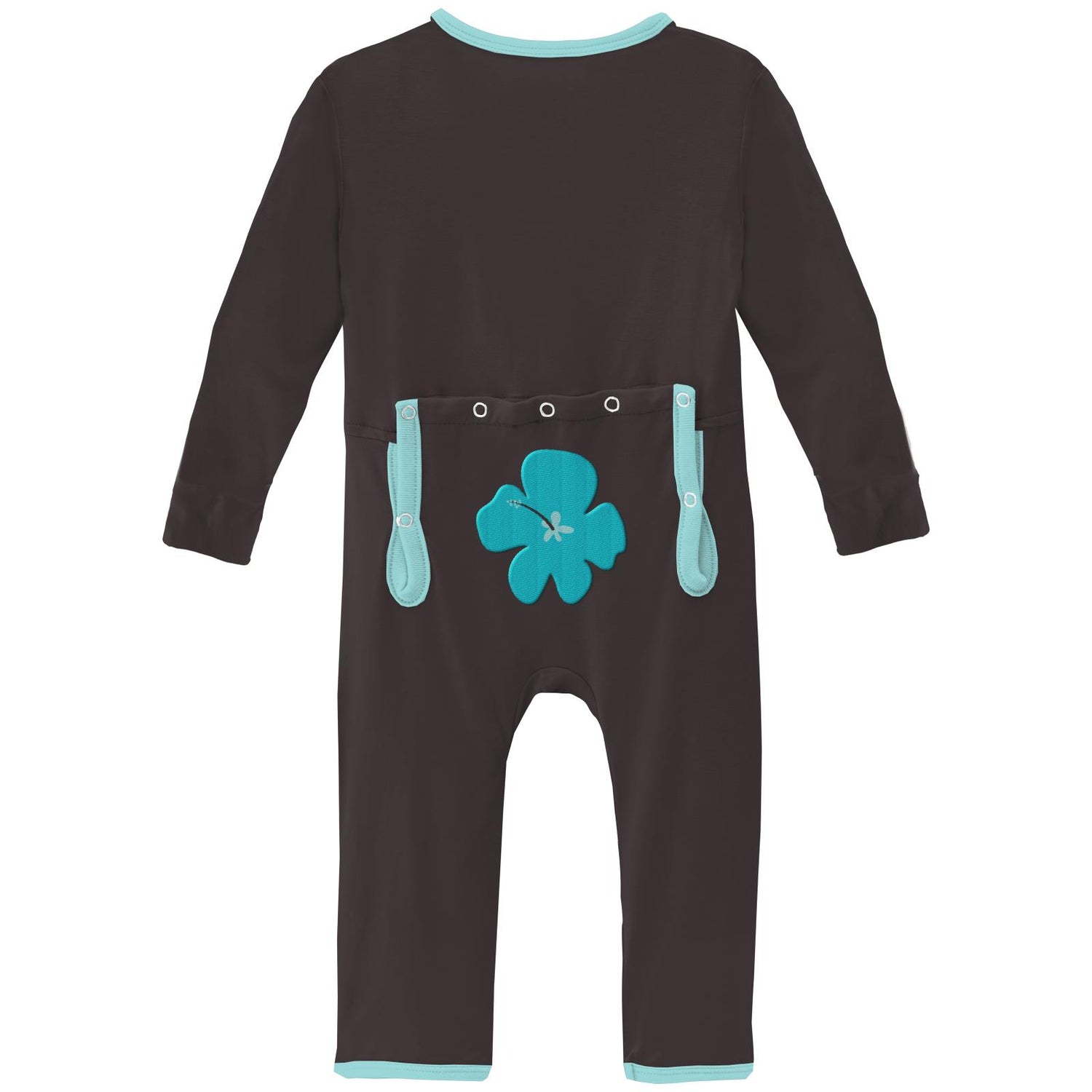 Applique Coverall with 2 Way Zipper in Midnight Hibiscus