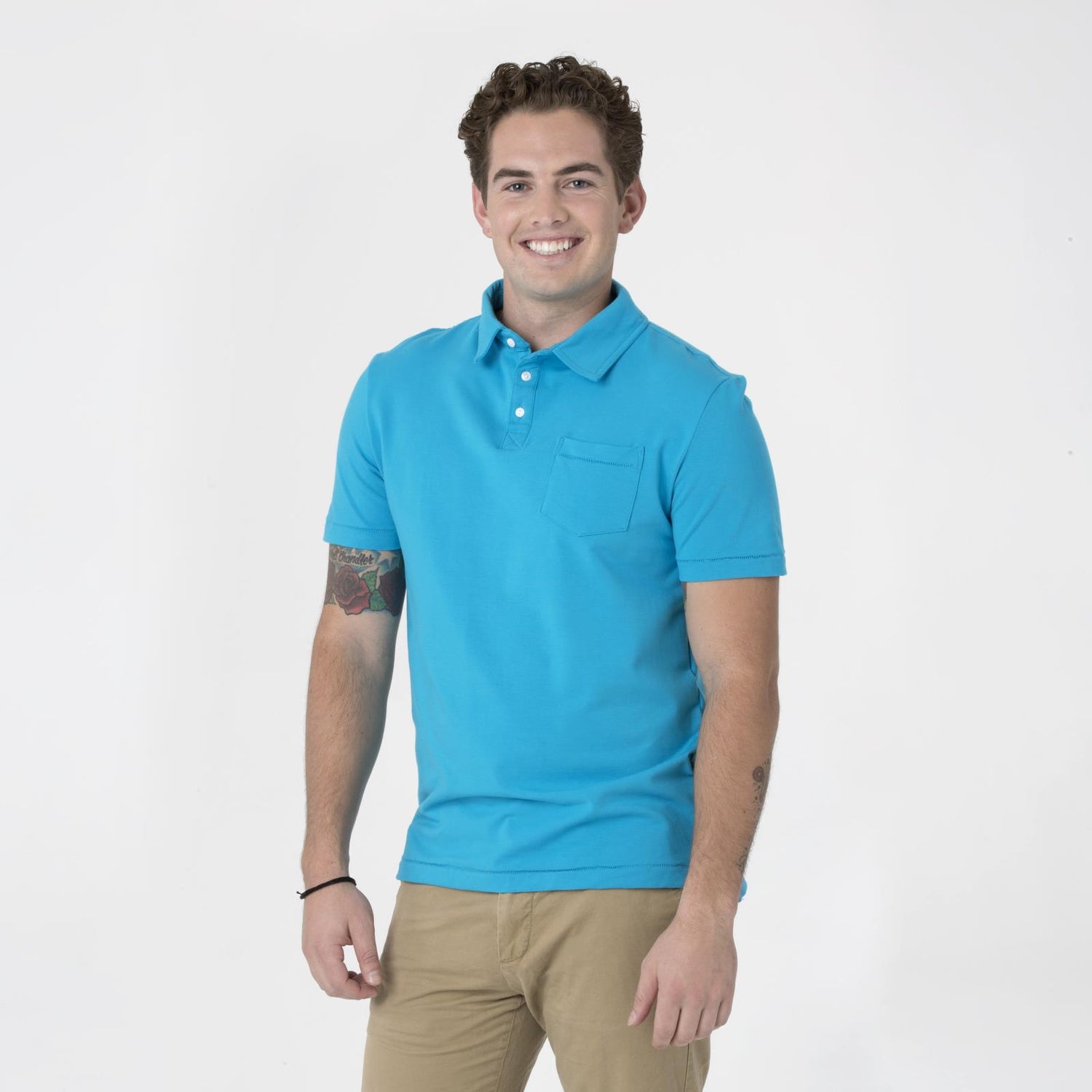 Men's Short Sleeve Luxe Jersey Polo with Pocket in Amazon