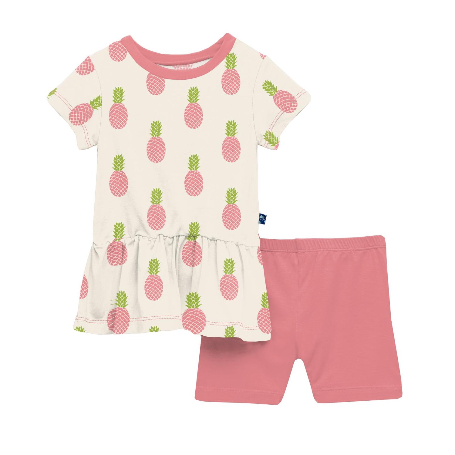Print Short Sleeve Playtime Outfit Set in Strawberry Pineapples