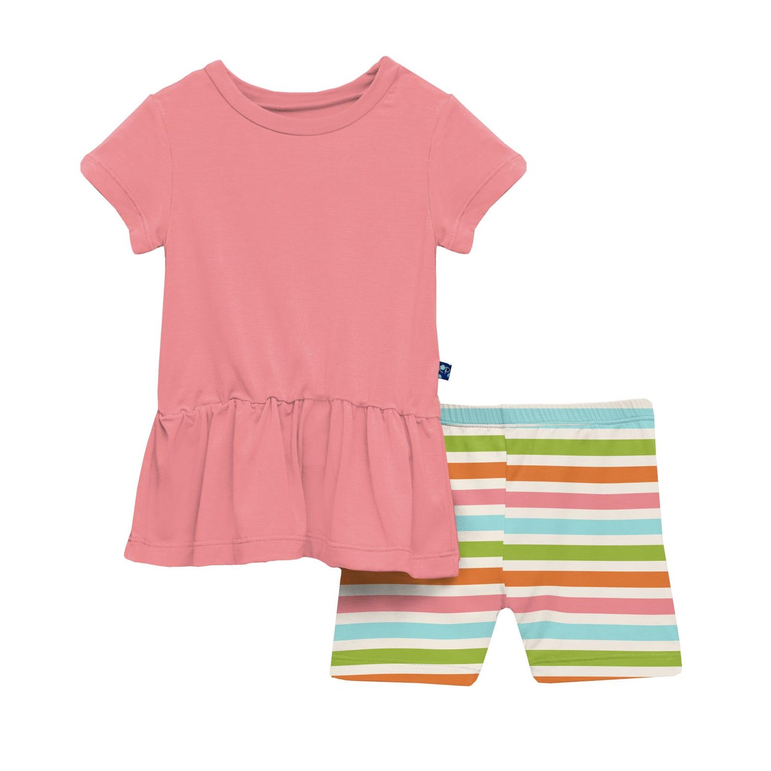 Print Short Sleeve Playtime Outfit Set in Beach Day Stripe