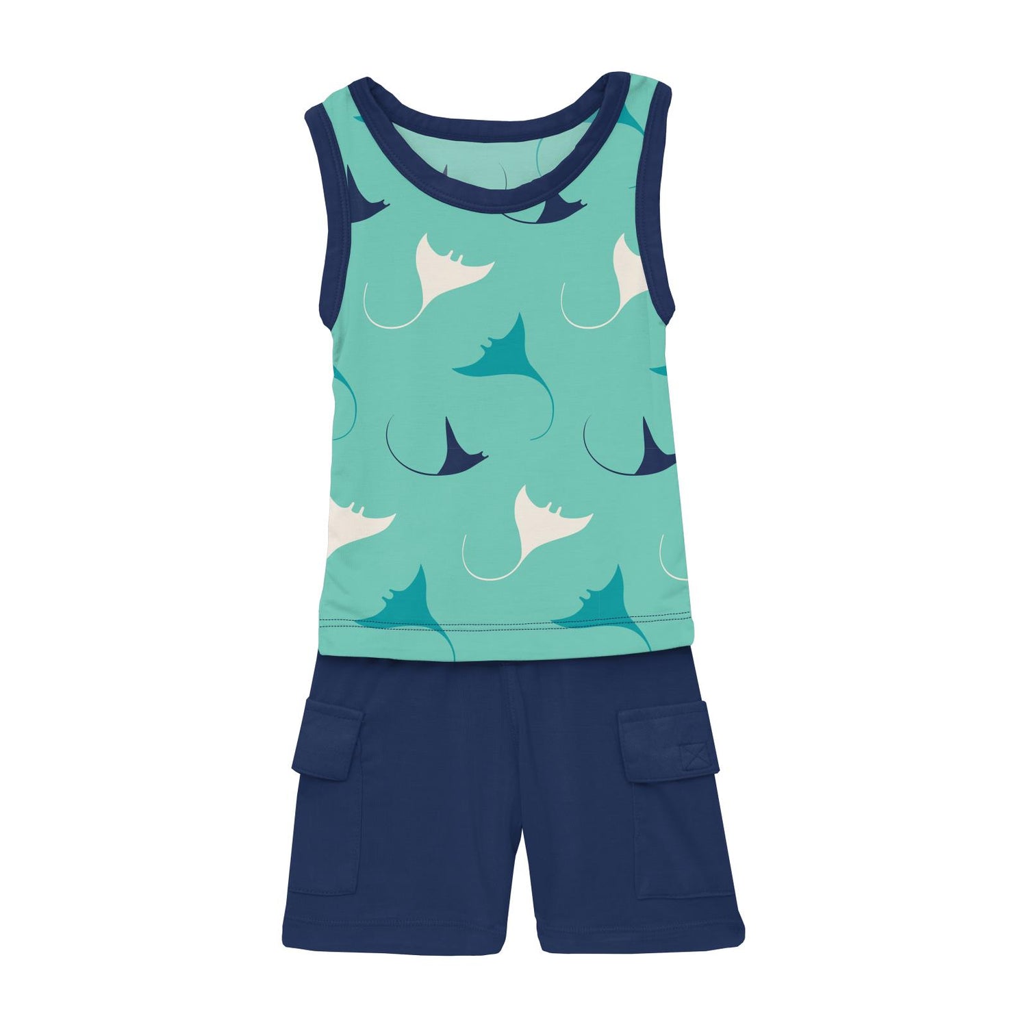 Tank & Cargo Short Outfit Set in Glass Manta Ray