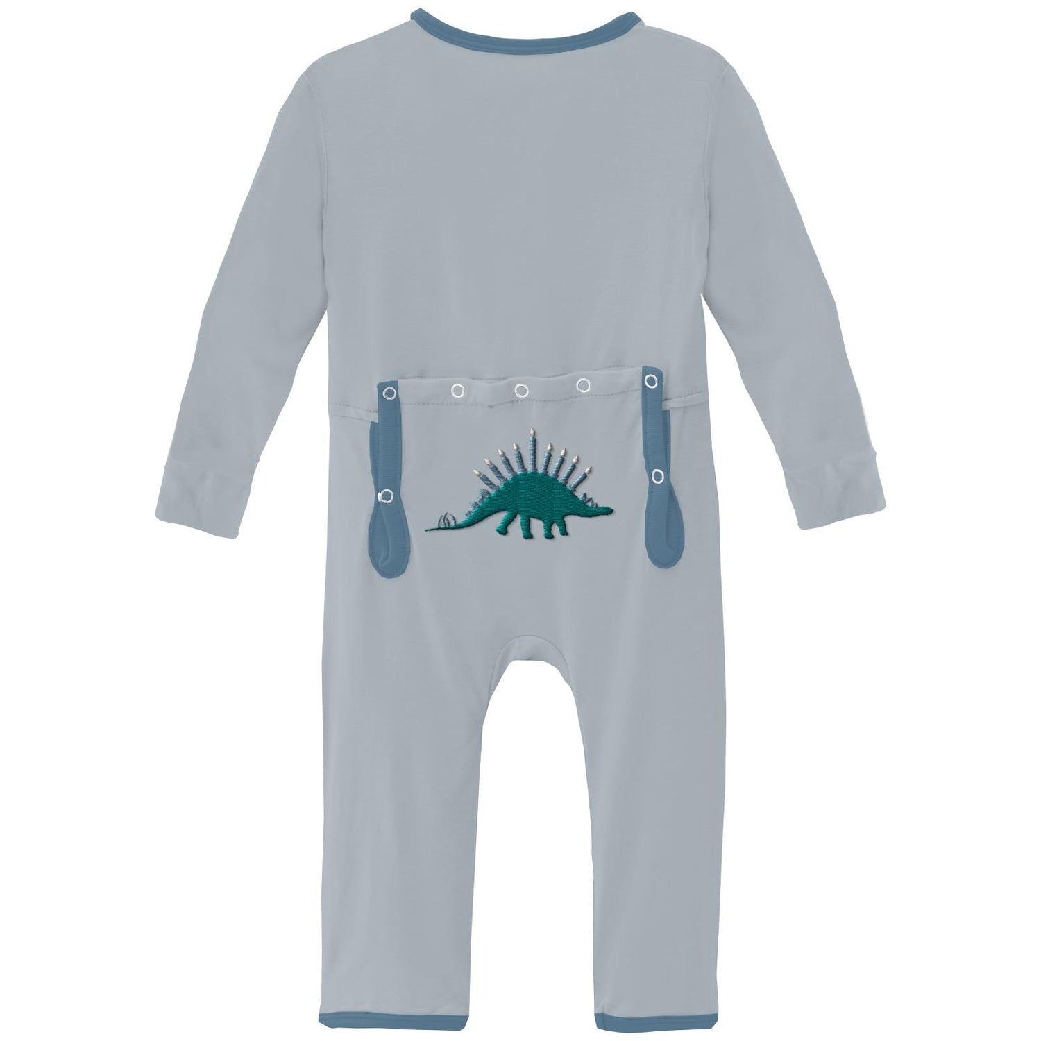 Applique Coverall with 2 Way Zipper in Pearl Blue Menorahsaurus