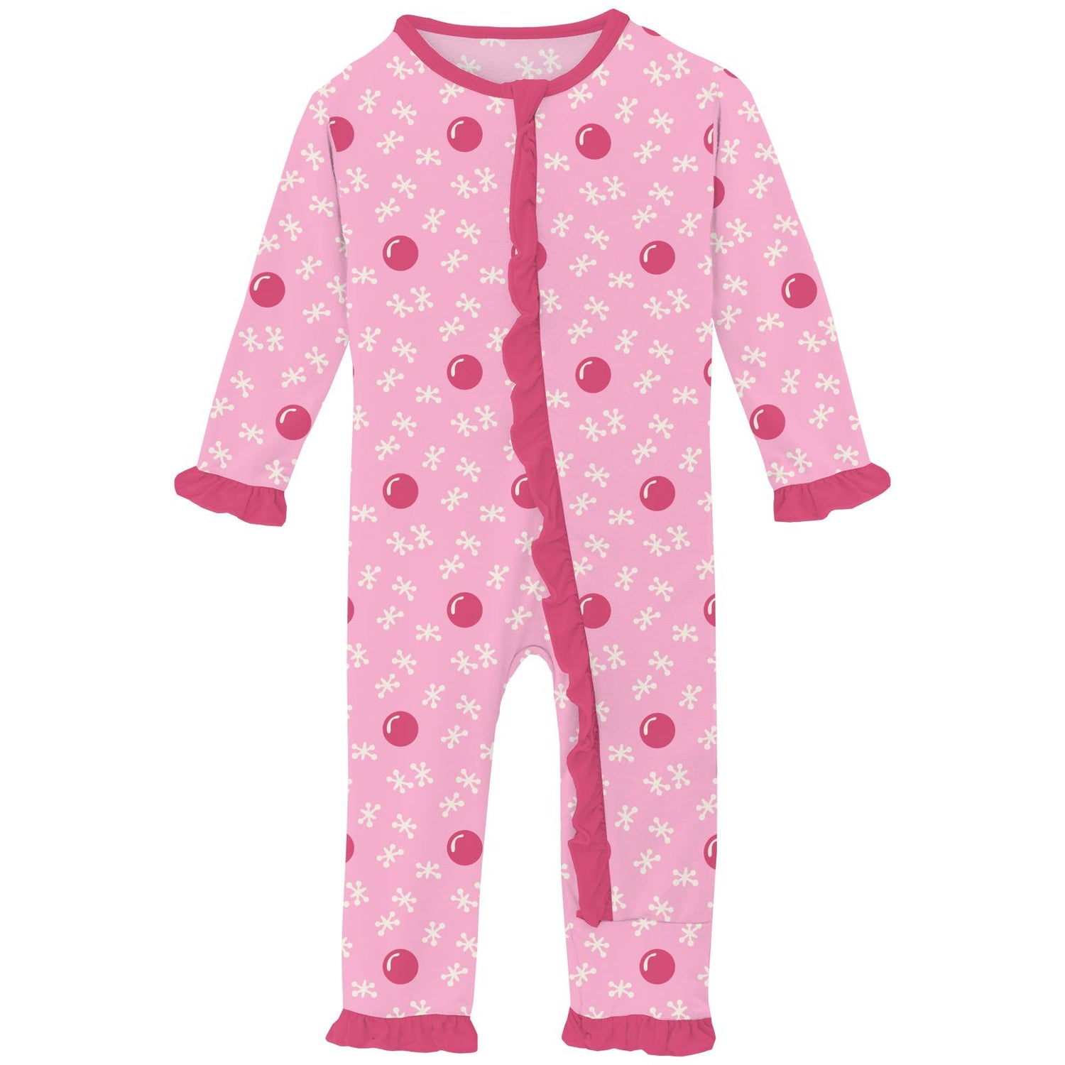 Print Classic Ruffle Coverall with Zipper in Cotton Candy Jacks