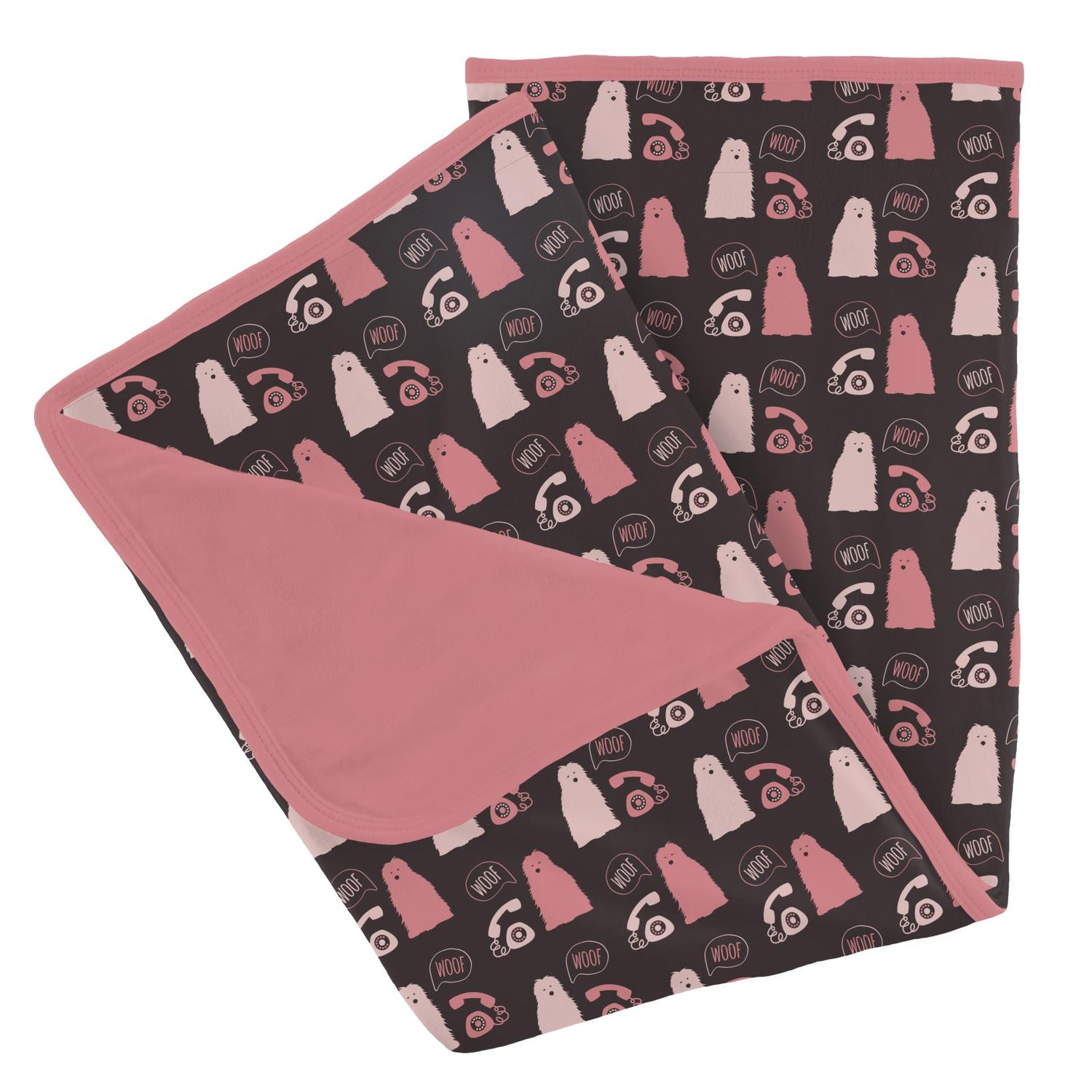 Print Stroller Blanket in Midnight Telephone and Dog