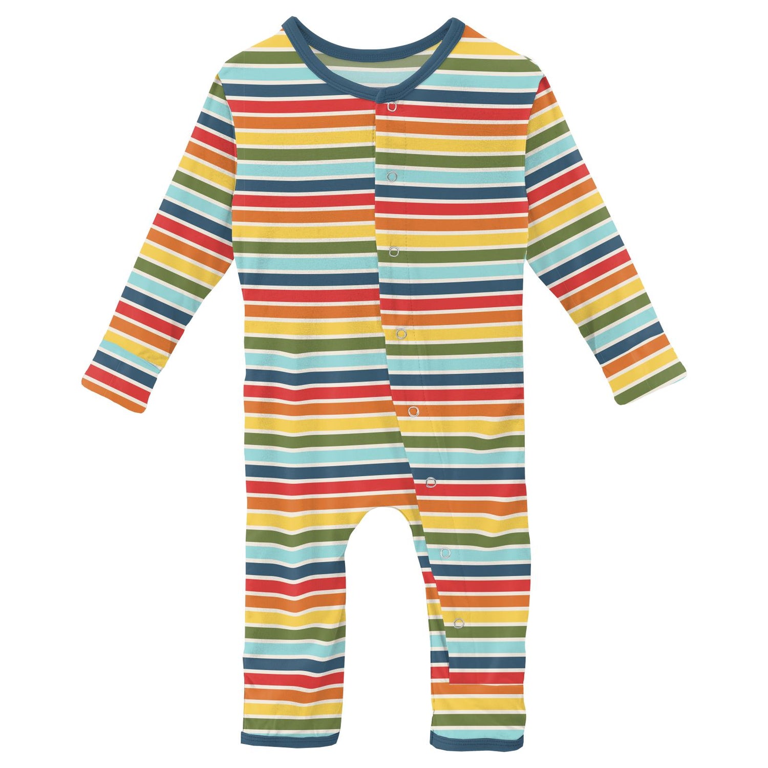 Print Coverall with Snaps in Groovy Stripe