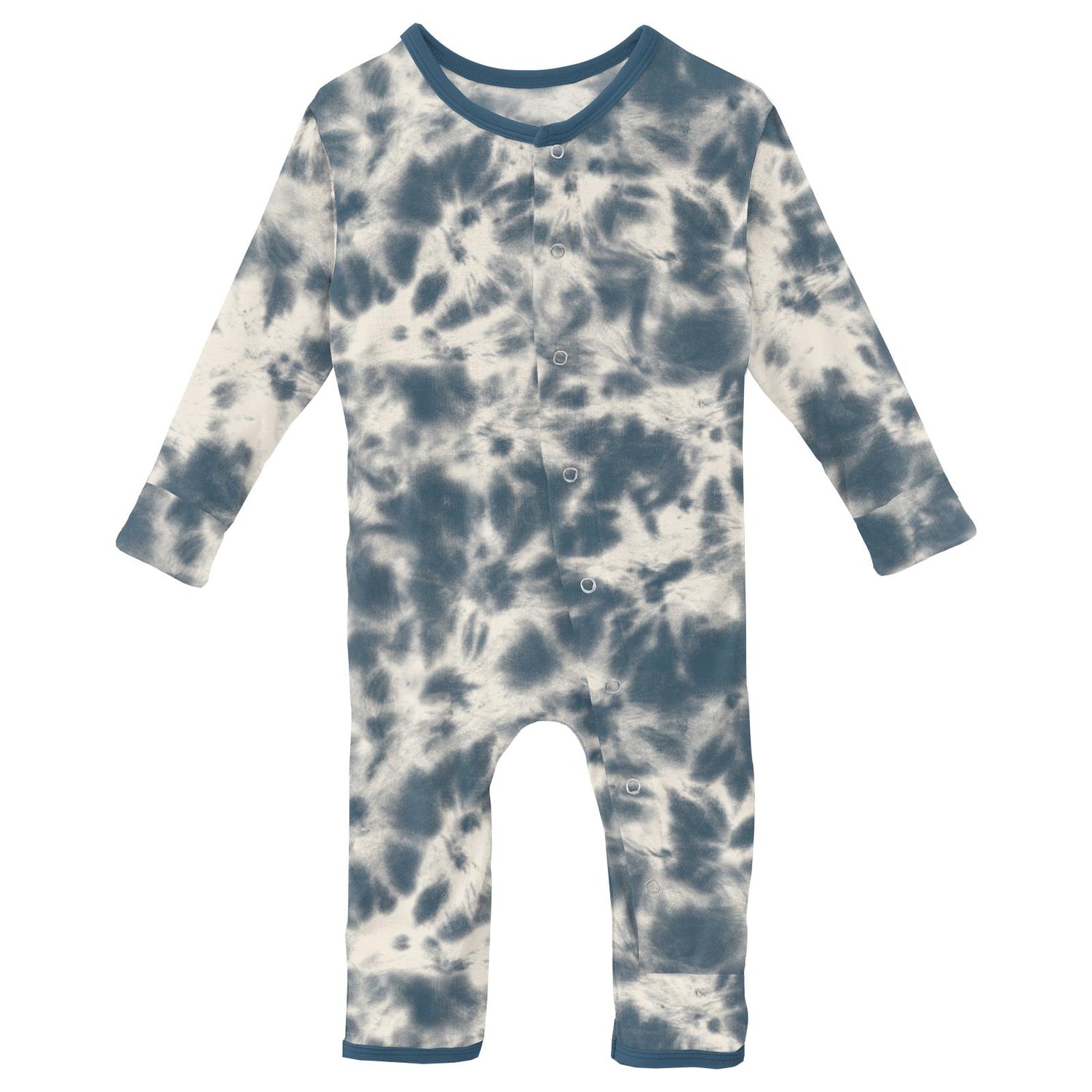 Print Coverall with Snaps in Deep Sea Tie Dye
